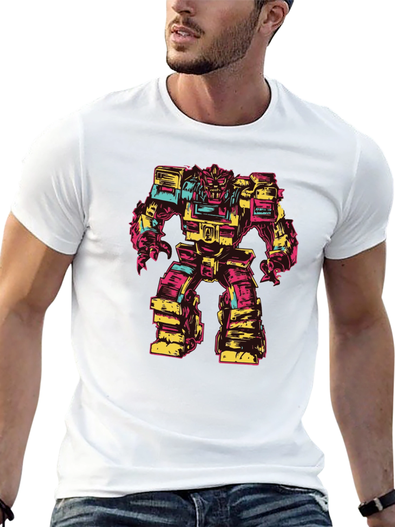 Retro Robot Graphic Tee - Bold Black T-Shirt