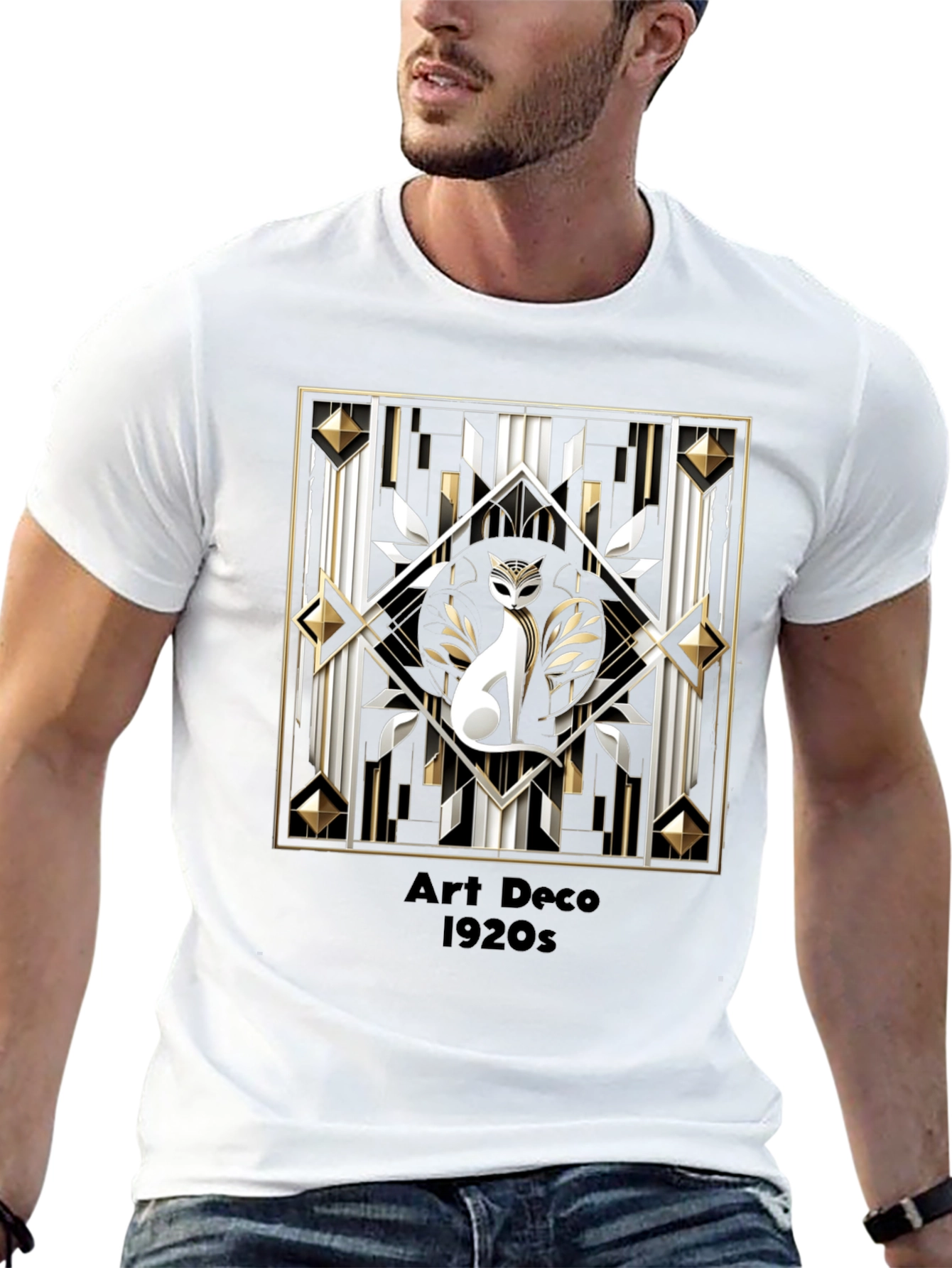 Art Deco Cat 1920s Graphic T-Shirt