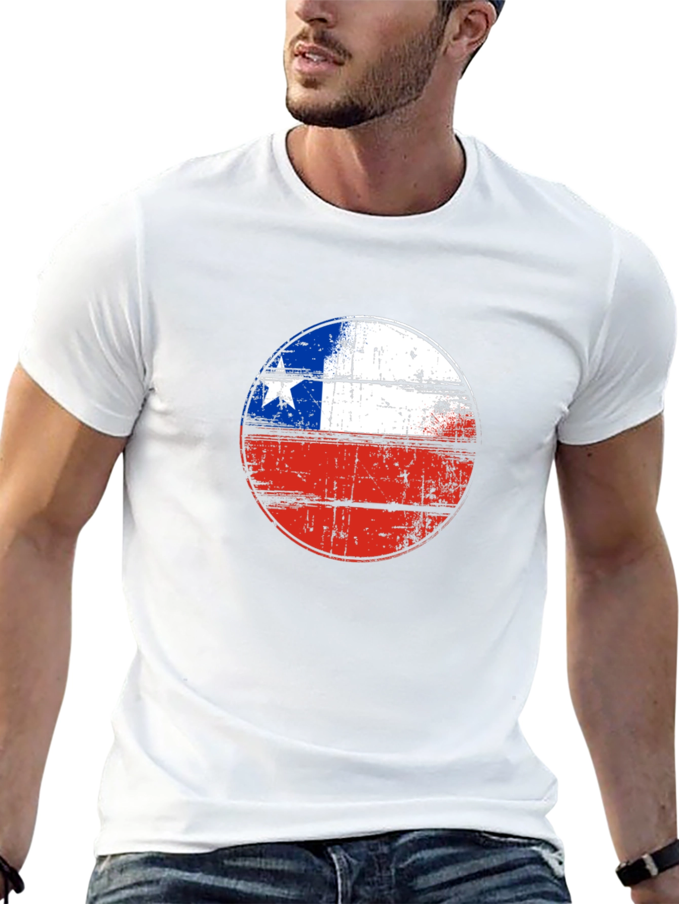 Chile Flag Graphic Tee - Distressed Design