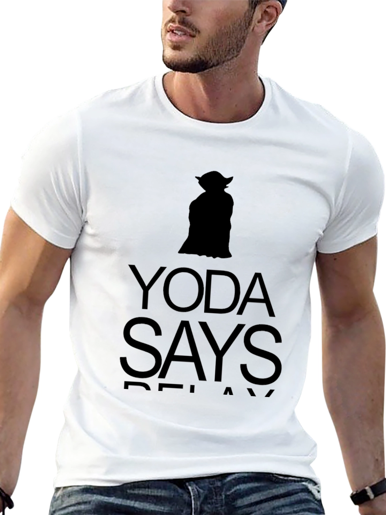 Yoda Says Relax Black Graphic T-Shirt
