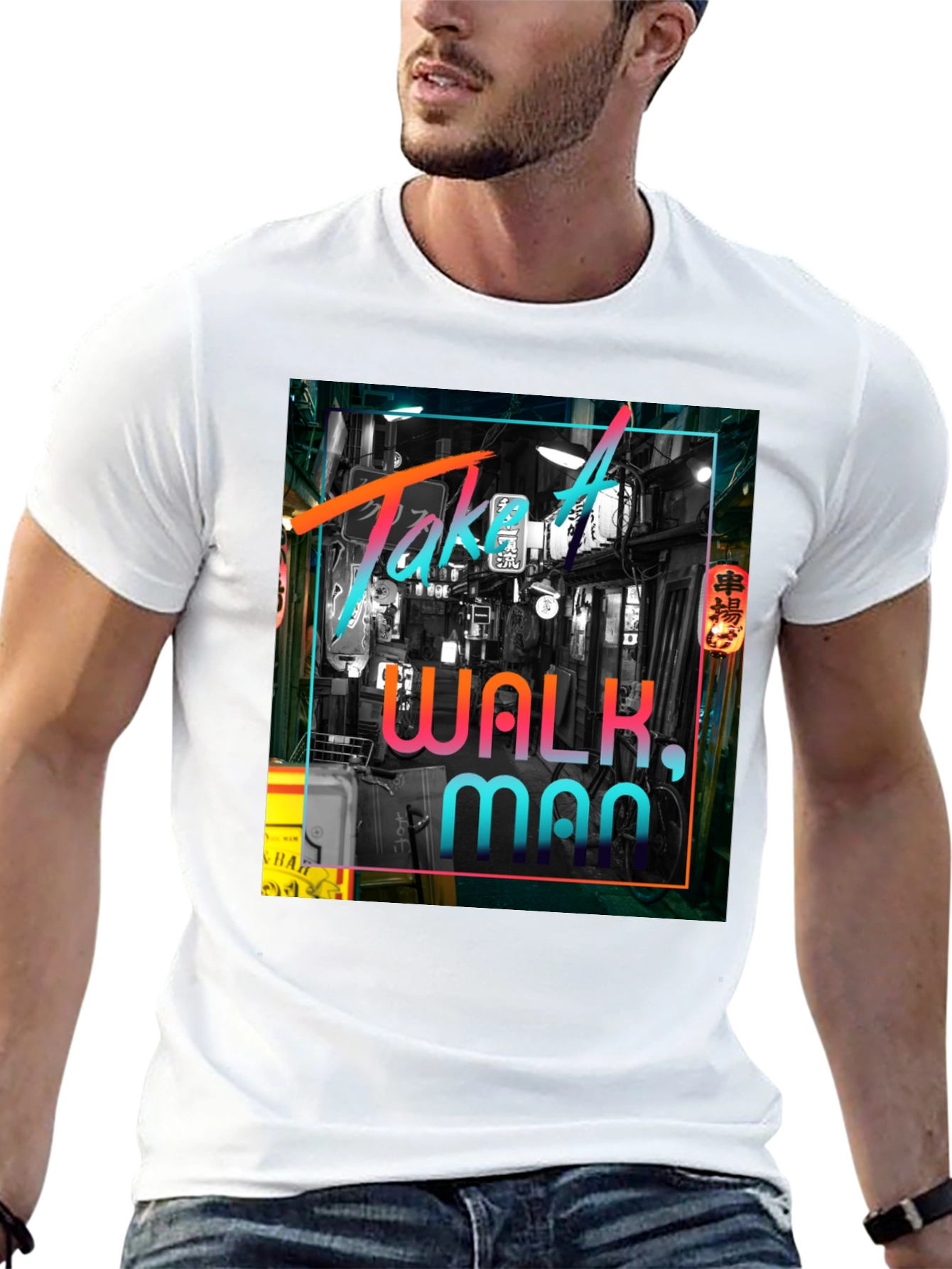 Take A Walk Man Black Graphic Tee