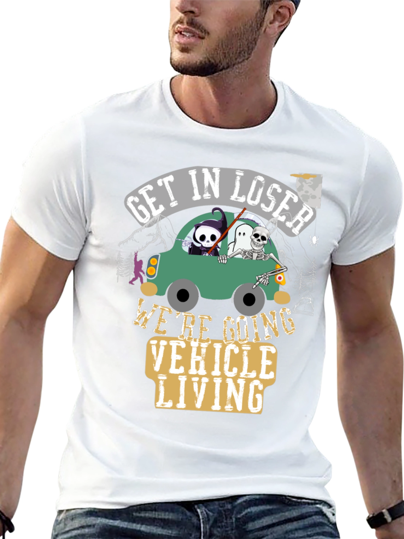 Get In Loser Halloween Vehicle Living T-Shirt