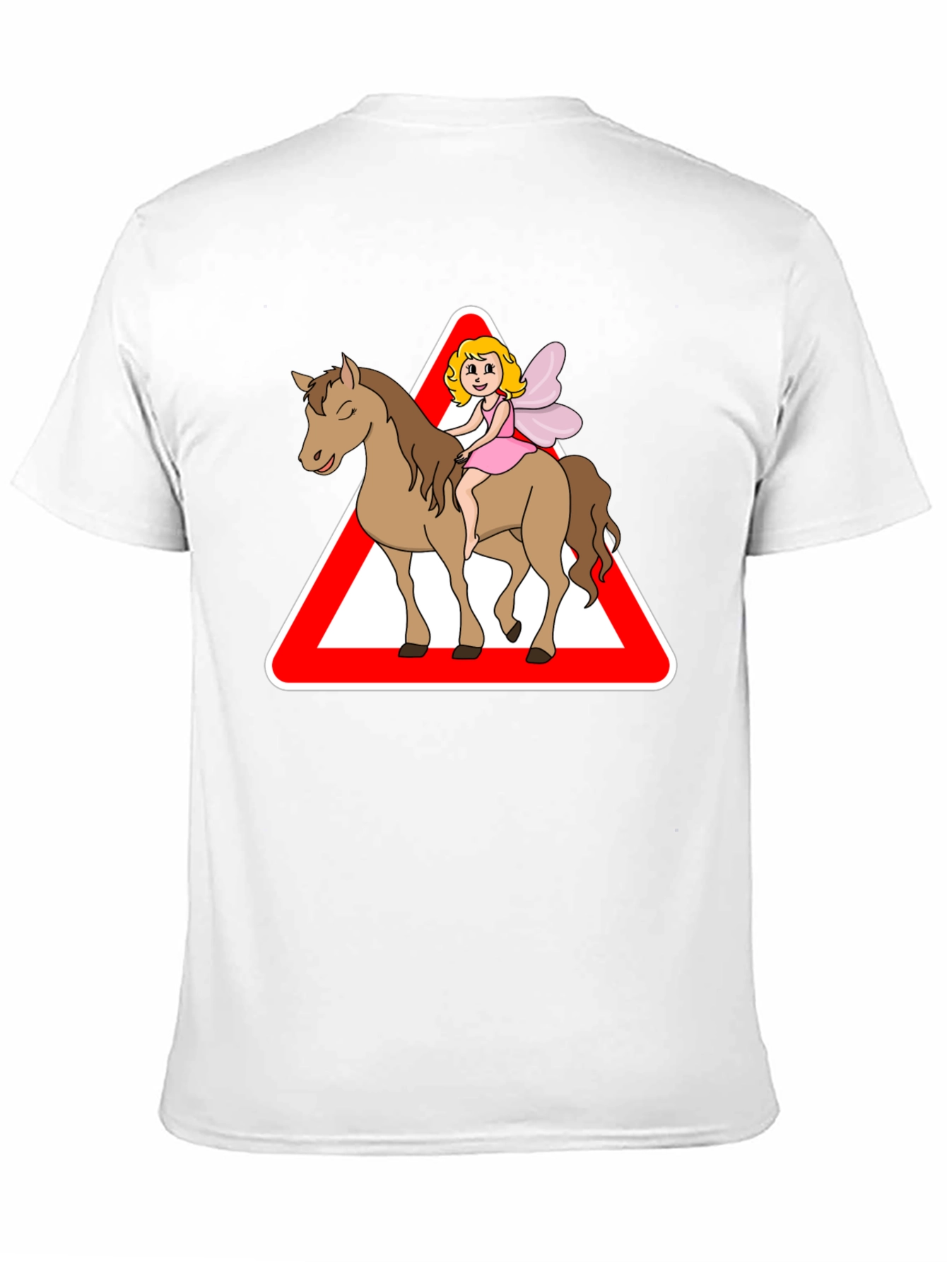 Fairy Riding Horse T-Shirt: Cartoon Triangle Design