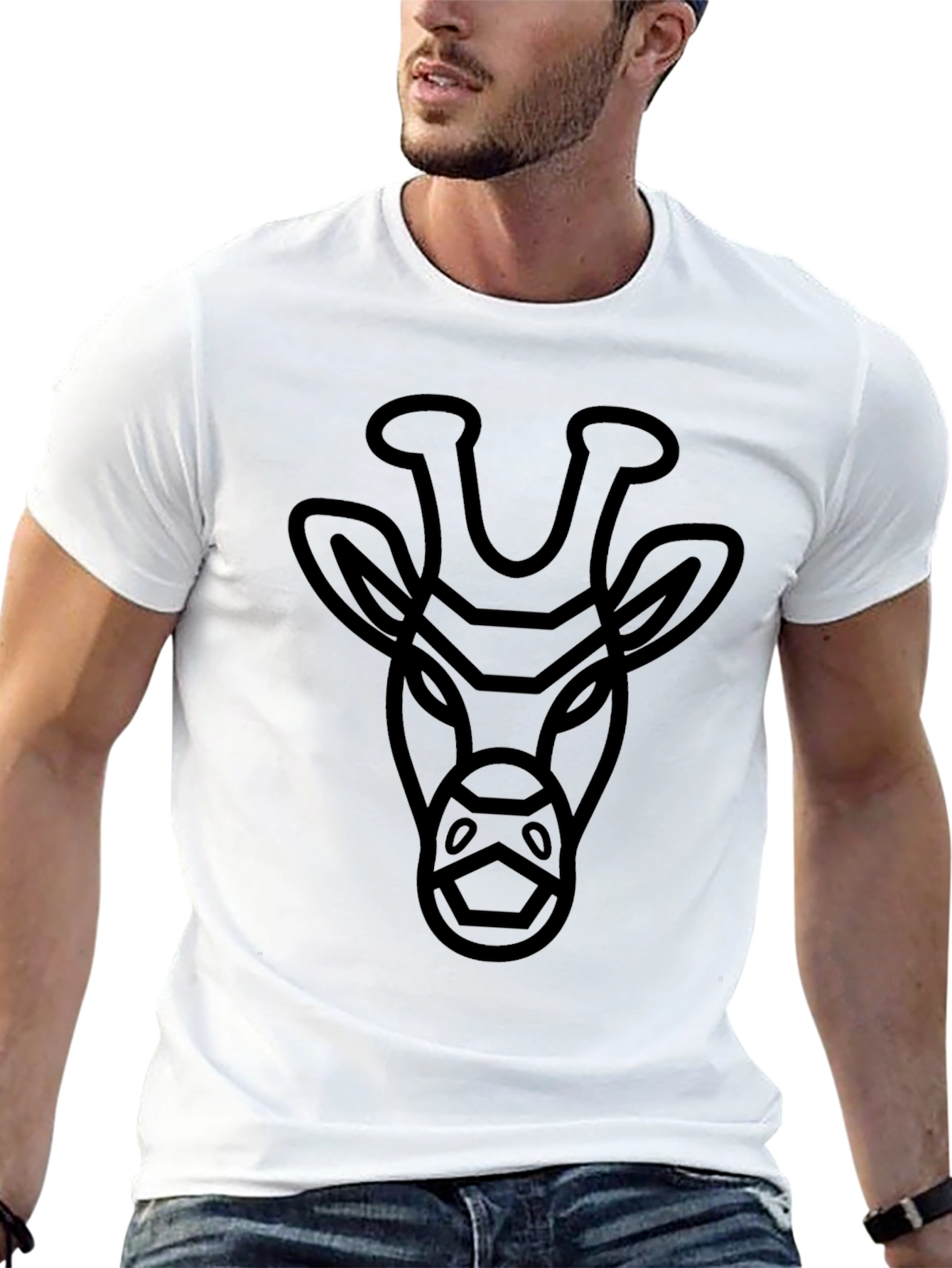 Giraffe Outline Graphic Tee - Black