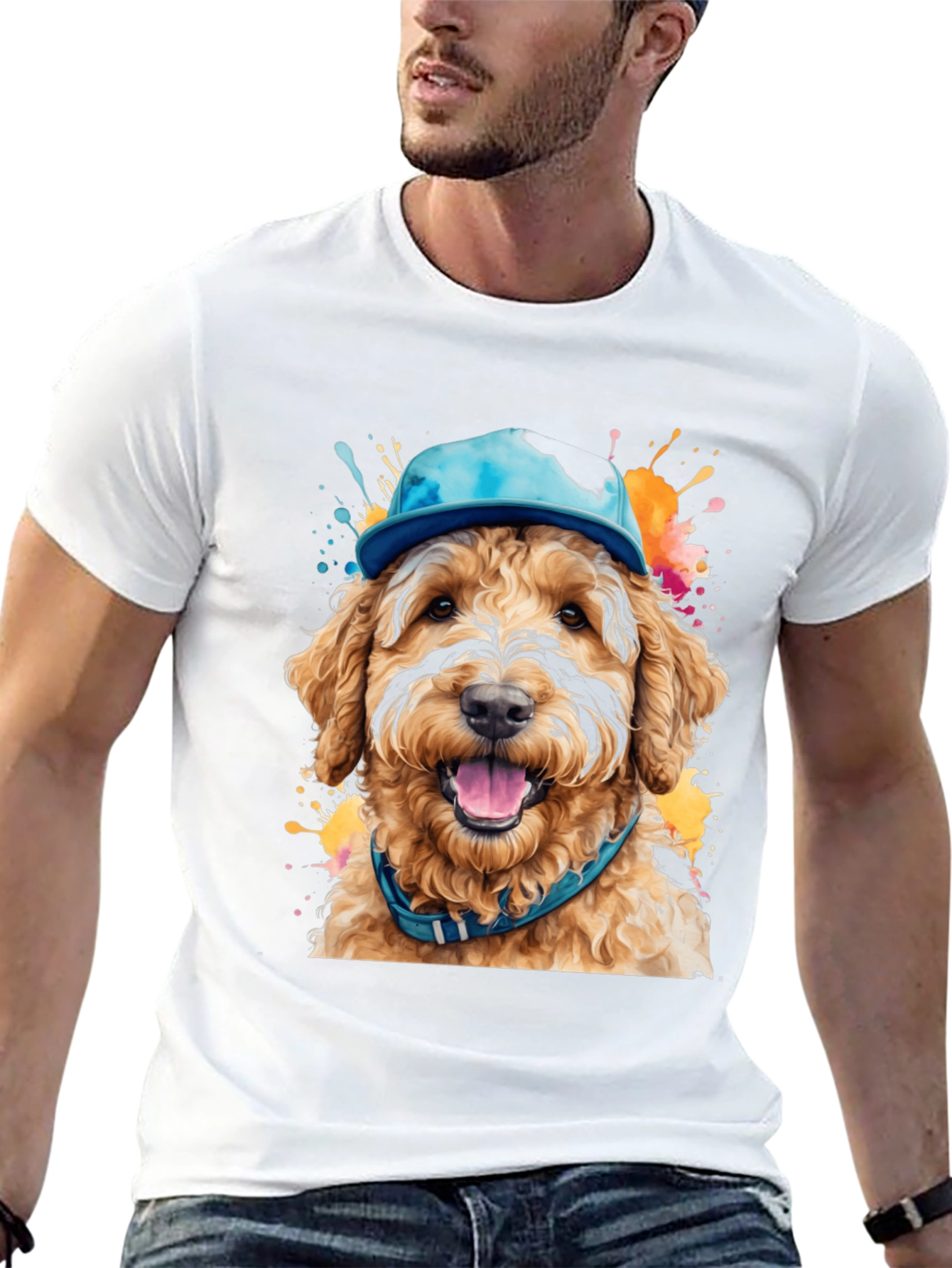 Dog in Hat T-Shirt - Unique Artistic Design