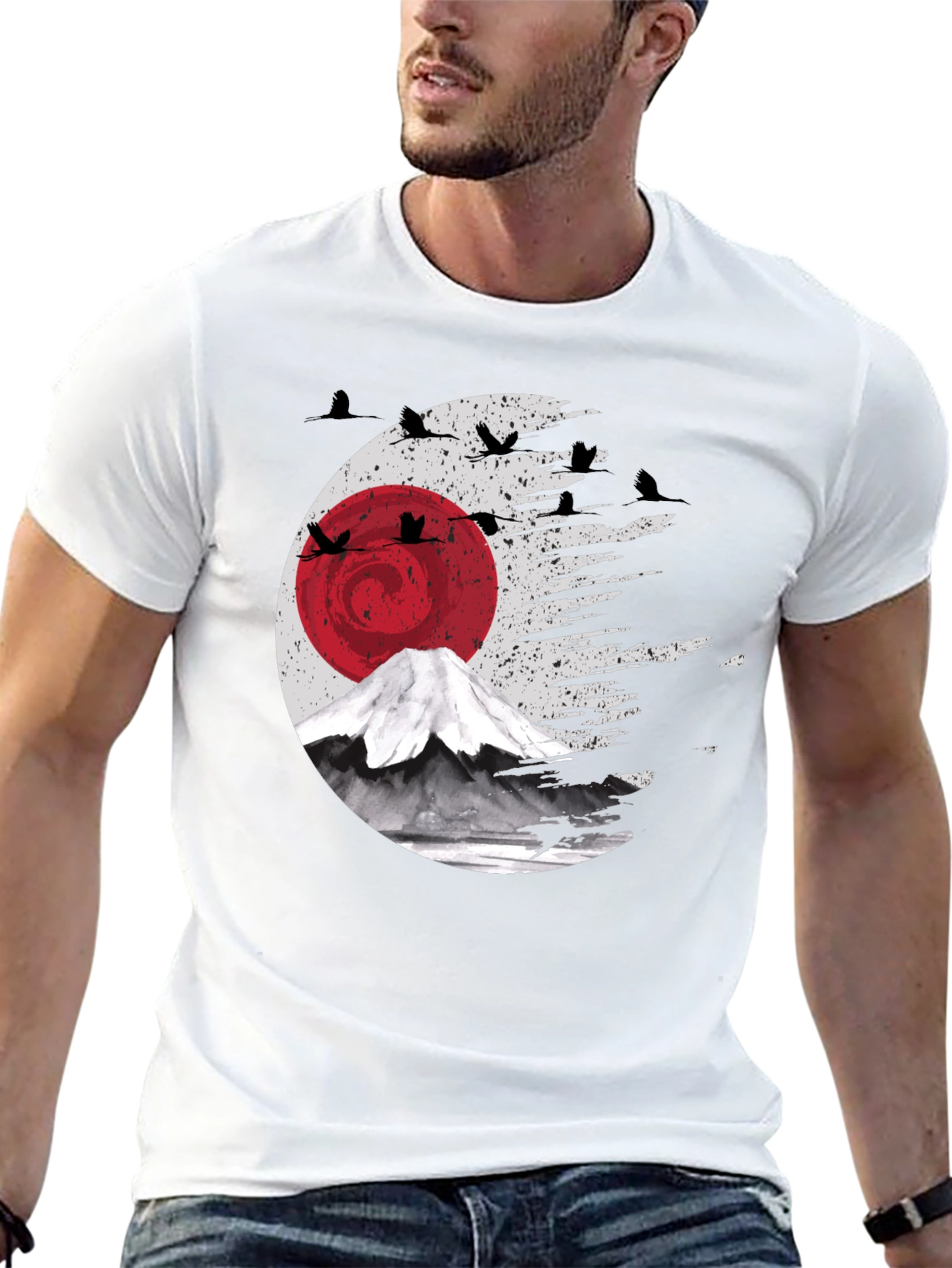 Japanese Crane Mount Fuji T-Shirt