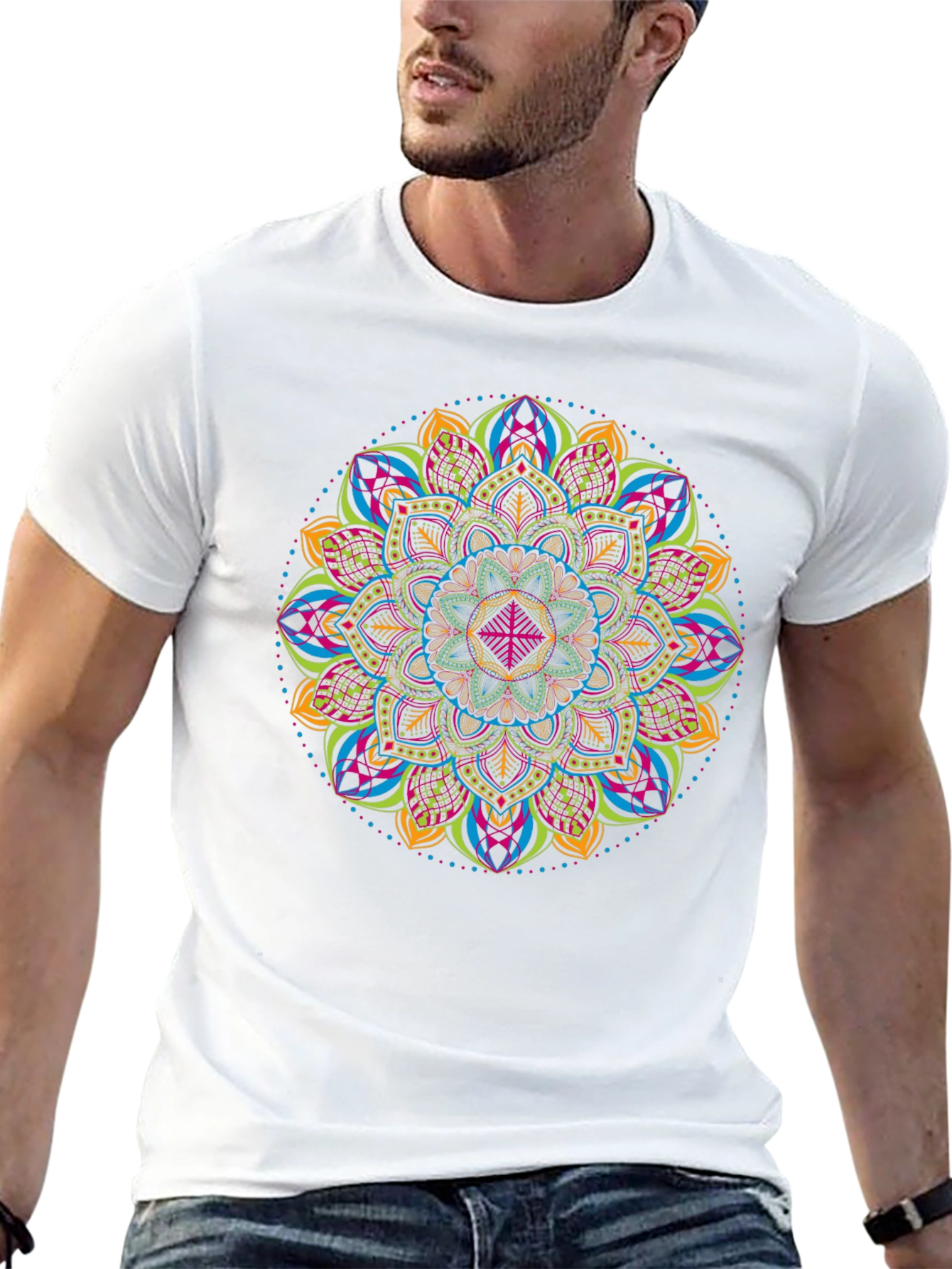 Vibrant Mandala Graphic Tee - Unisex Black T-Shirt