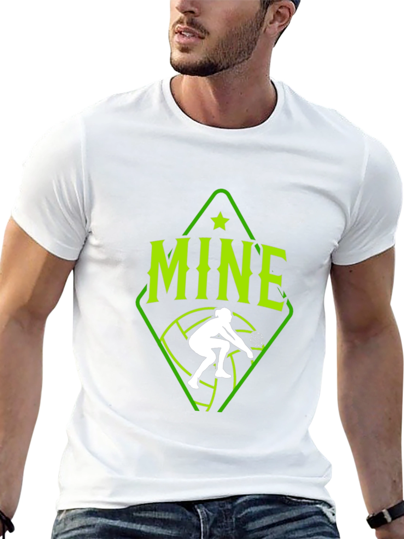 Volleyball Player Mine Graphic Tee - Black