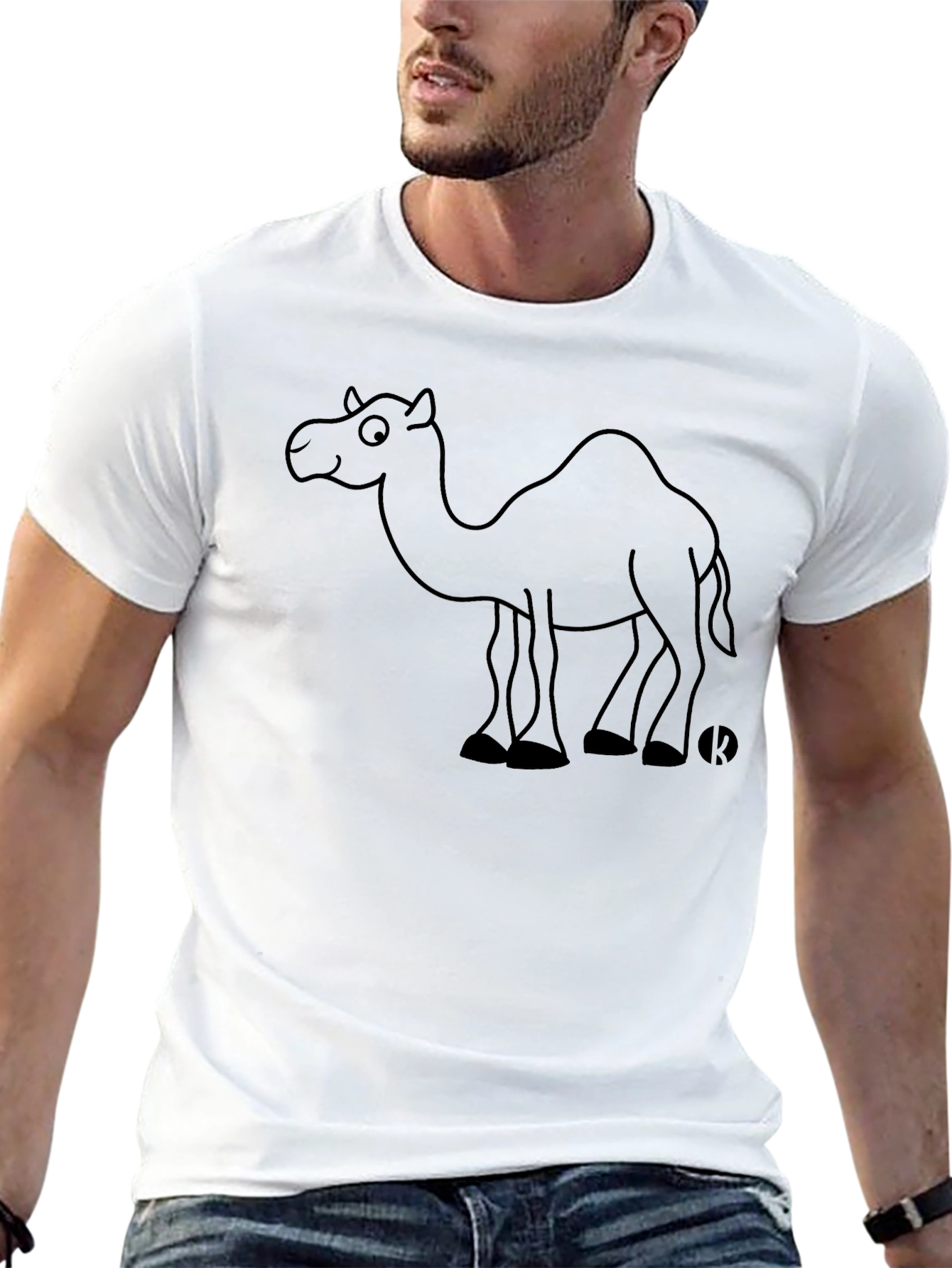 Camel Graphic Tee - Black Cotton Casual T-Shirt