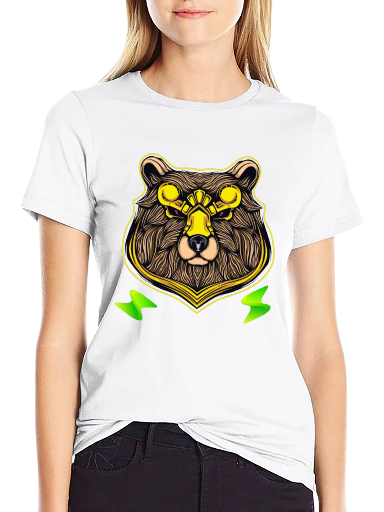 Cyber Bear Graphic Tee - Cool Animal Print