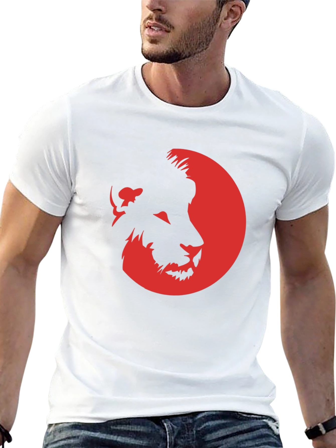 Lion Silhouette Graphic T-Shirt - Black