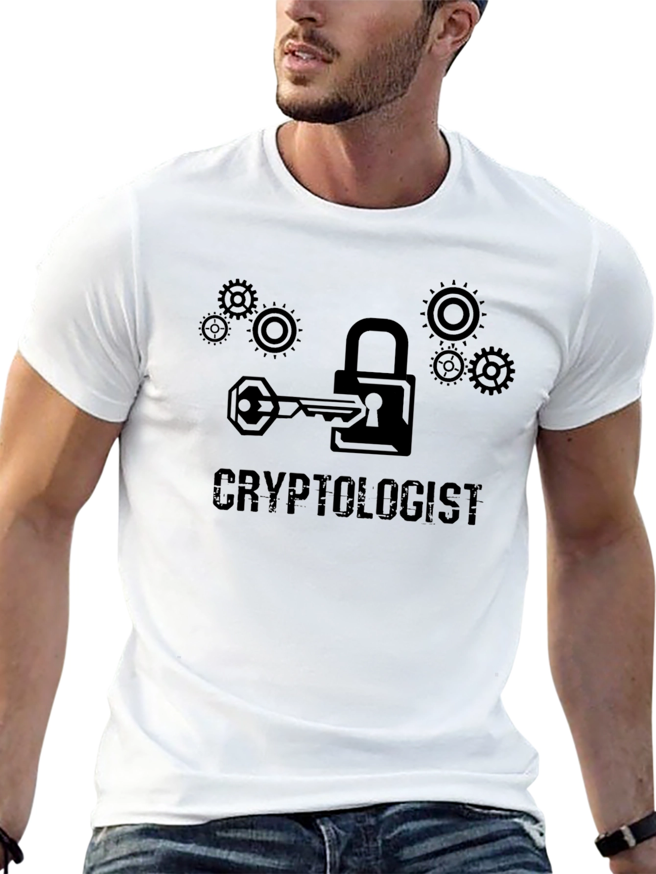 Cryptologist Key & Lock Graphic Tee - Black