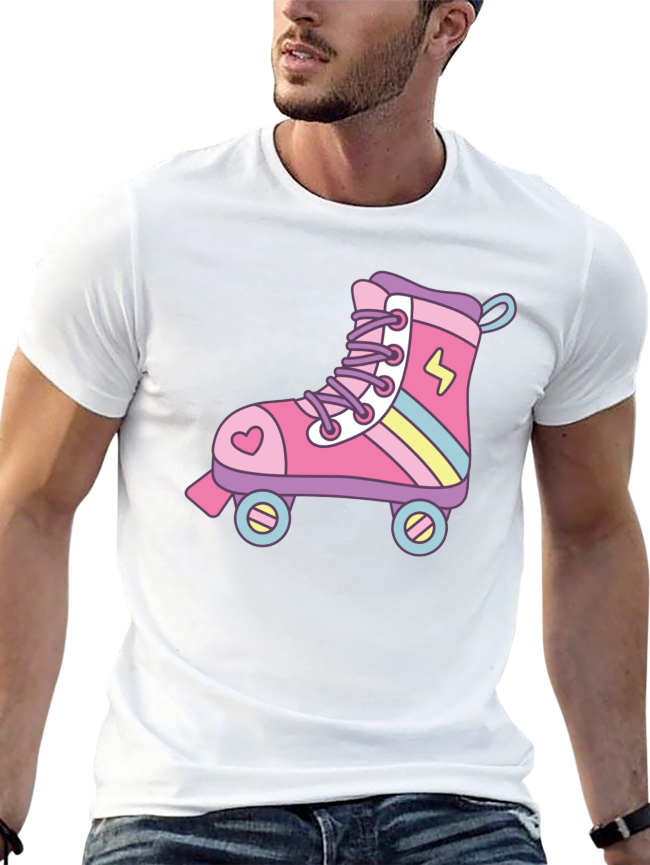 Retro Roller Skate Graphic T-Shirt - Black Cotton Tee