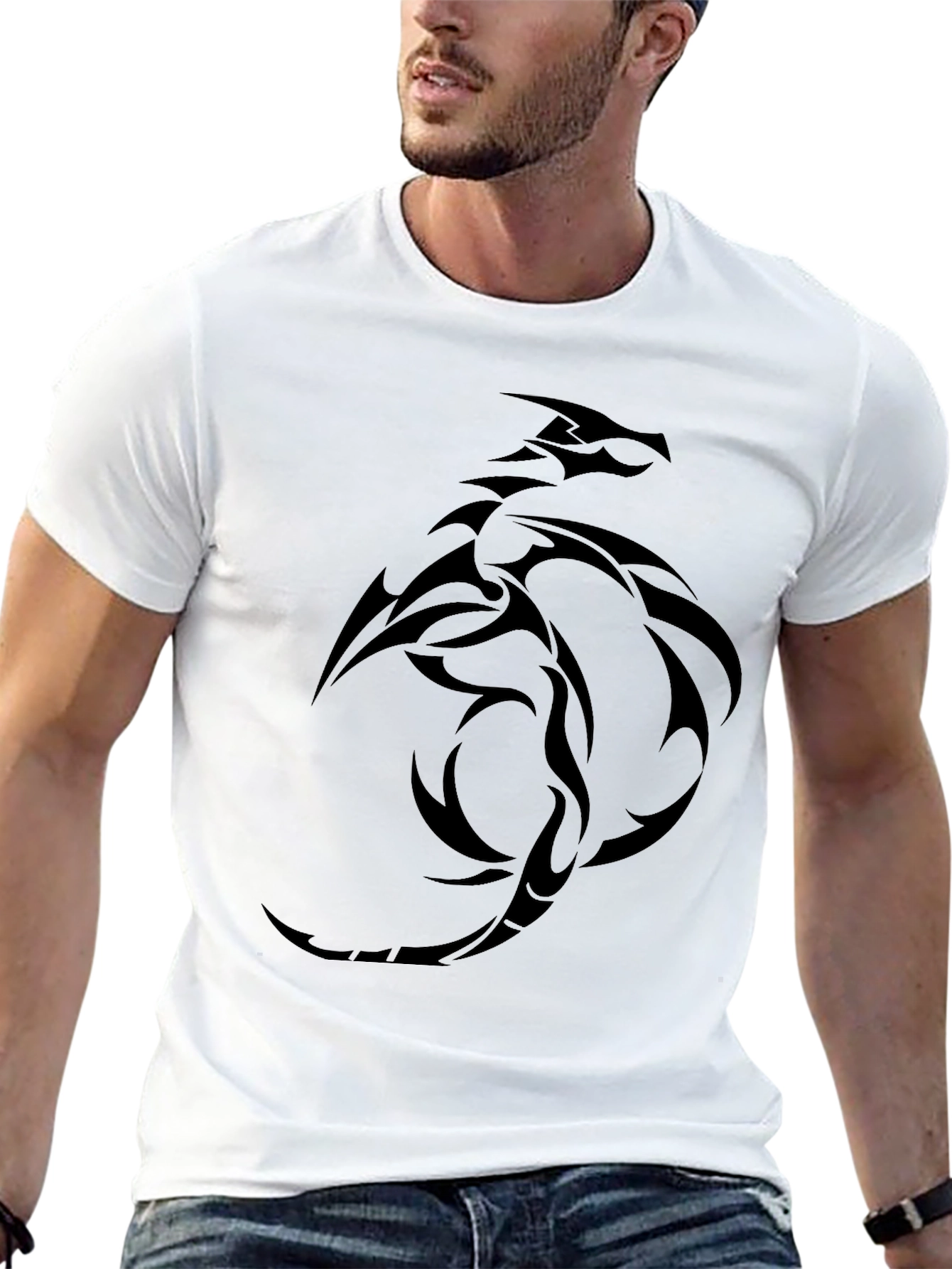 Dragon Tattoo Graphic Tee - Mens Black T-Shirt