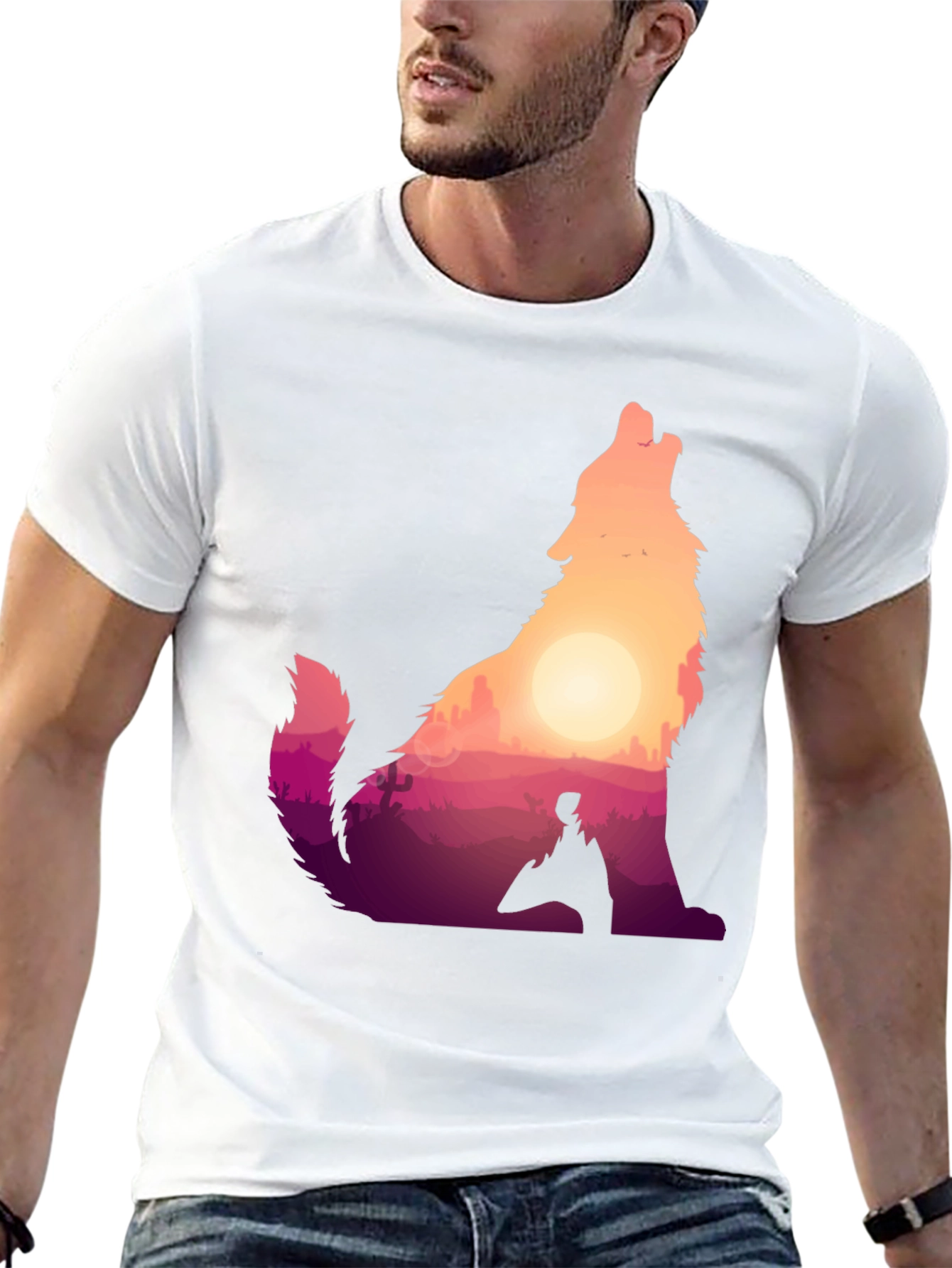 Wolf Desert Sunset Graphic Tee - Black