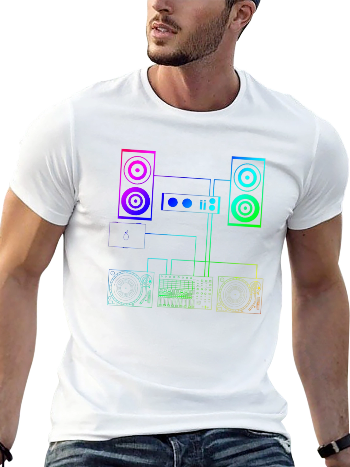 DJ Equipment Schematic Graphic Tee - Black