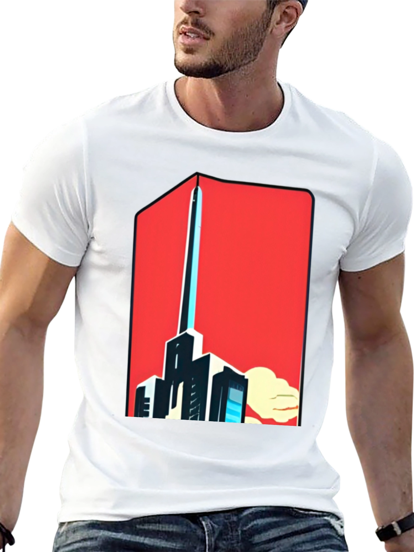 Bold Graphic Tee: Cityscape Art Design