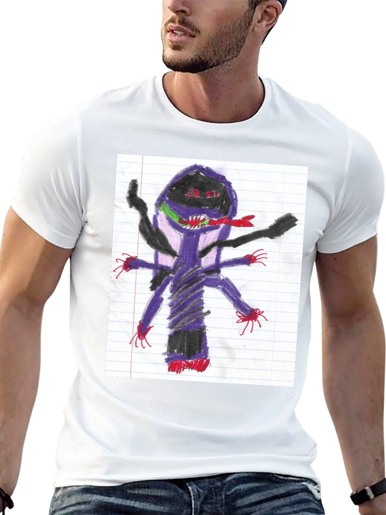 Unique Black T-Shirt with Monster Art