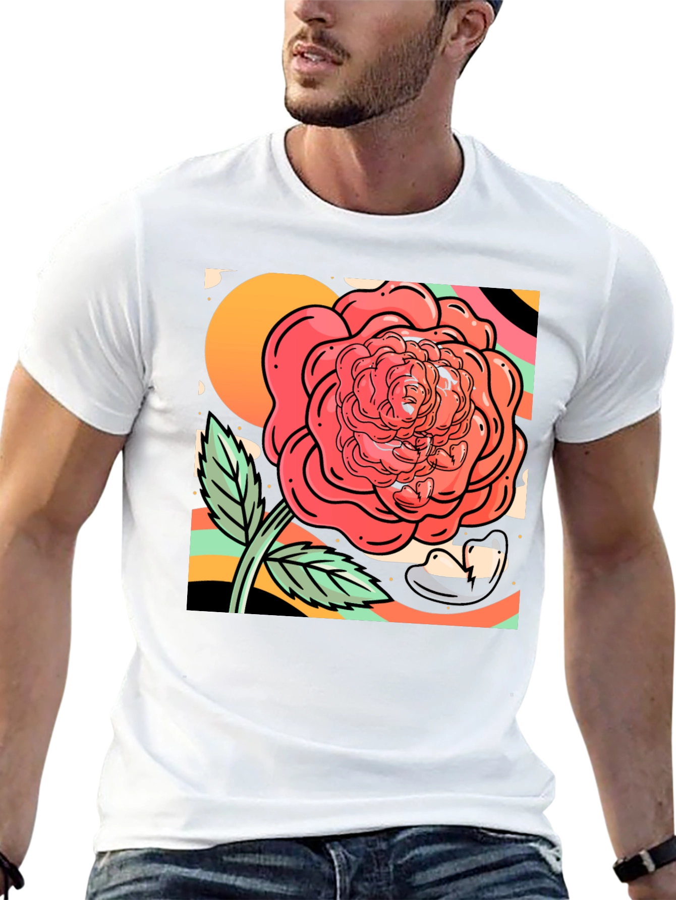 Rose Graphic Tee - Black Cotton Blend