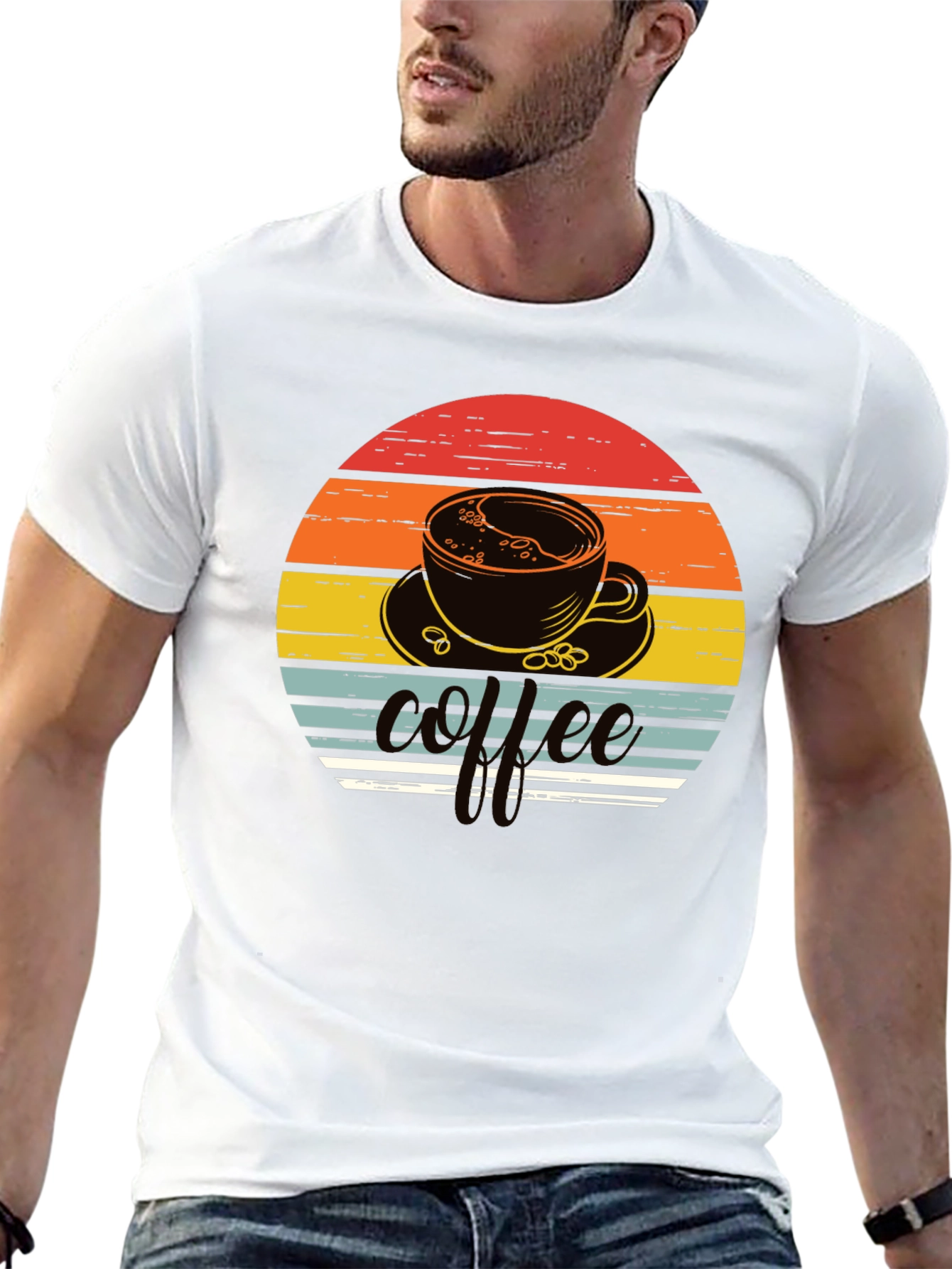 Retro Coffee Cup T-Shirt - Black
