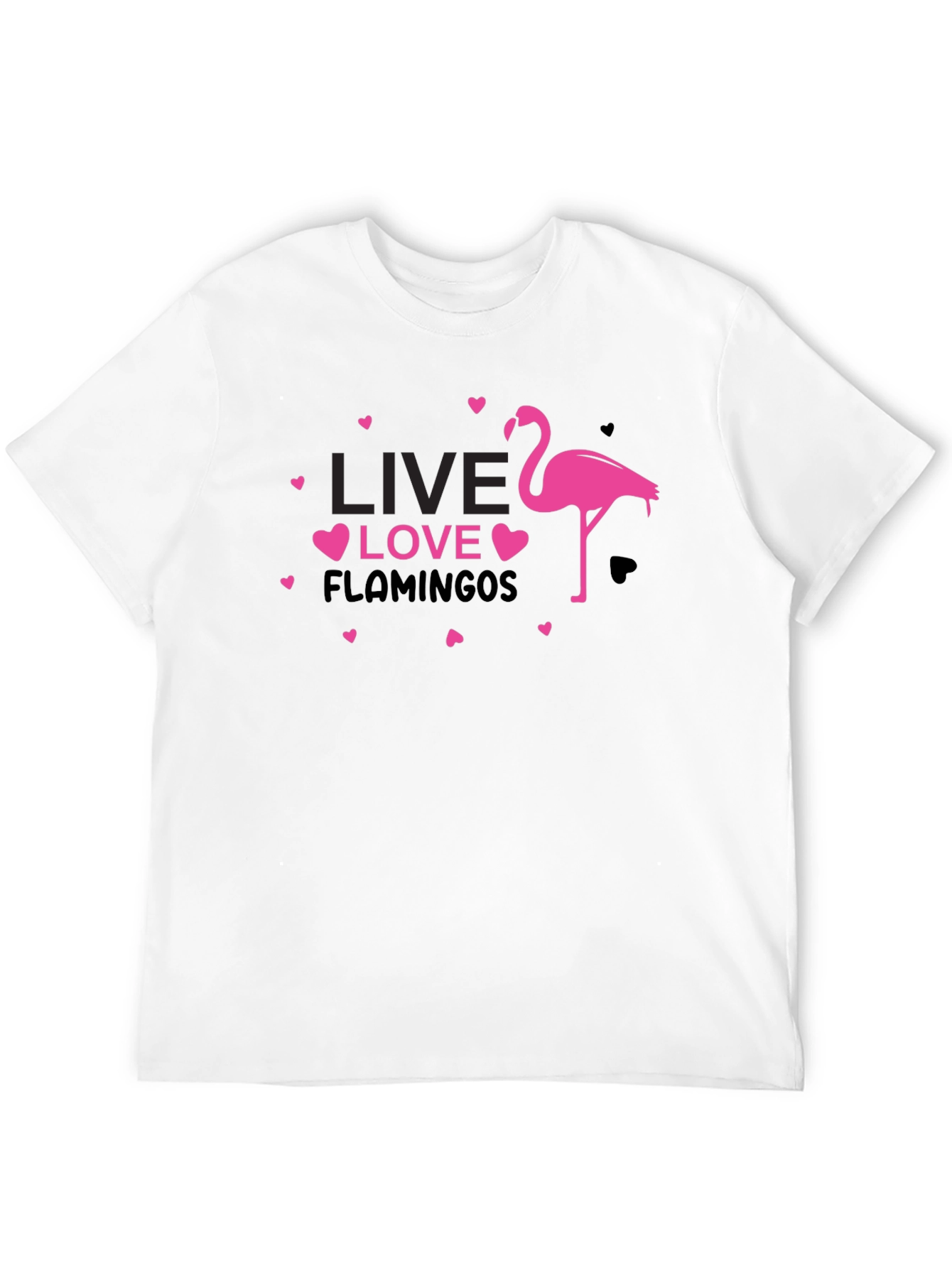 Live Love Flamingos Black T-Shirt