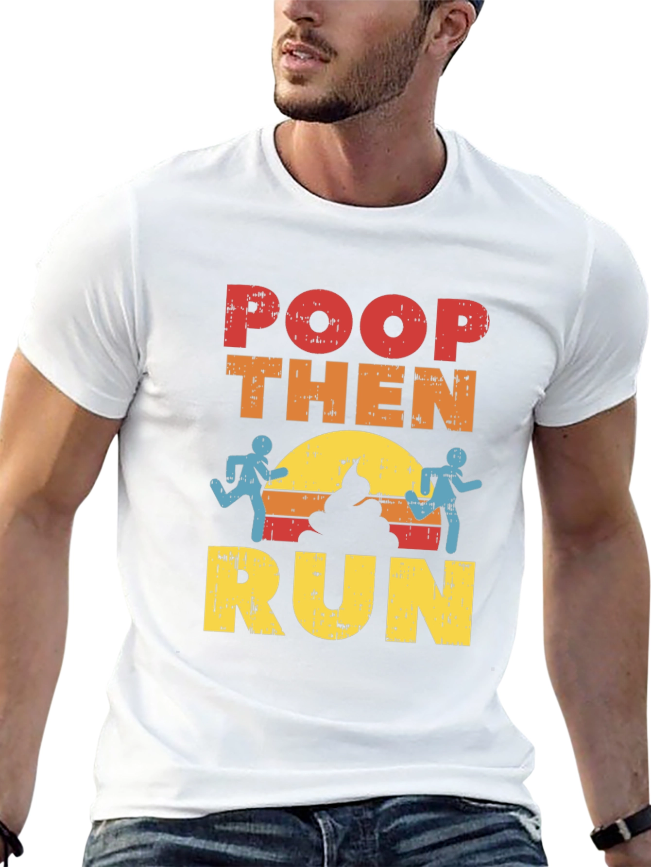 Poop Then Run Graphic T-Shirt - Funny Running Tee