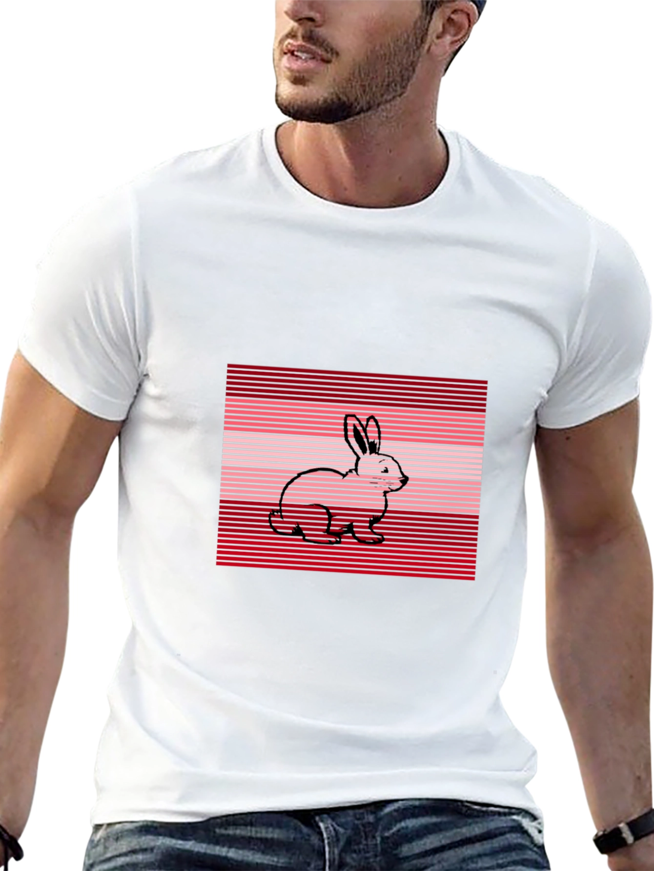 Retro Rabbit Tee - Striped Bunny Design