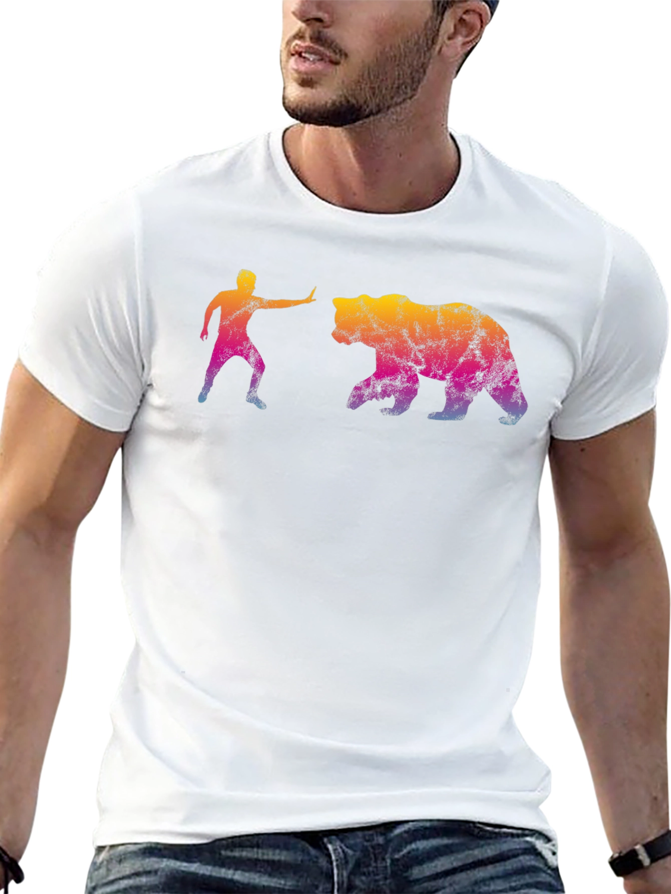 Man vs. Bear Graphic T-Shirt - Black Cotton Tee