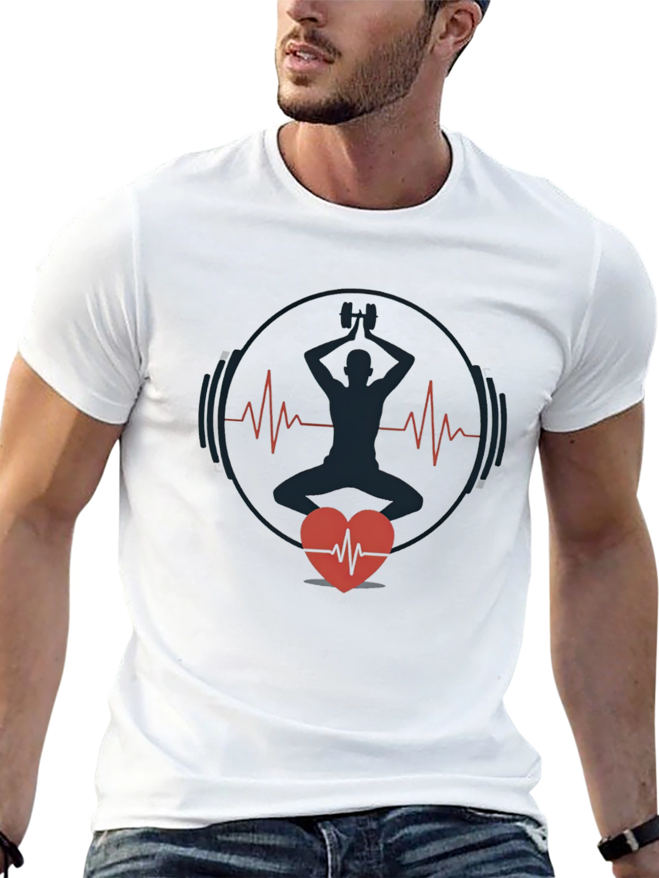 Fitness Heartbeat T-Shirt - Black