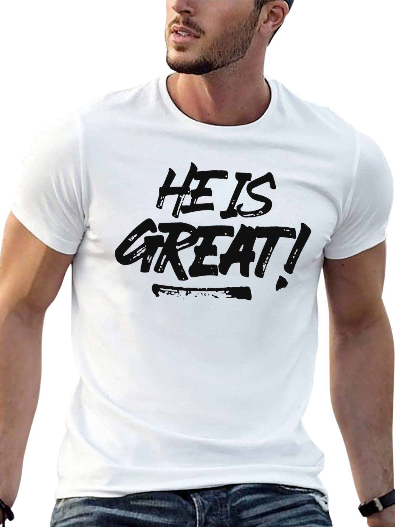 He is Great! Black Graphic T-Shirt