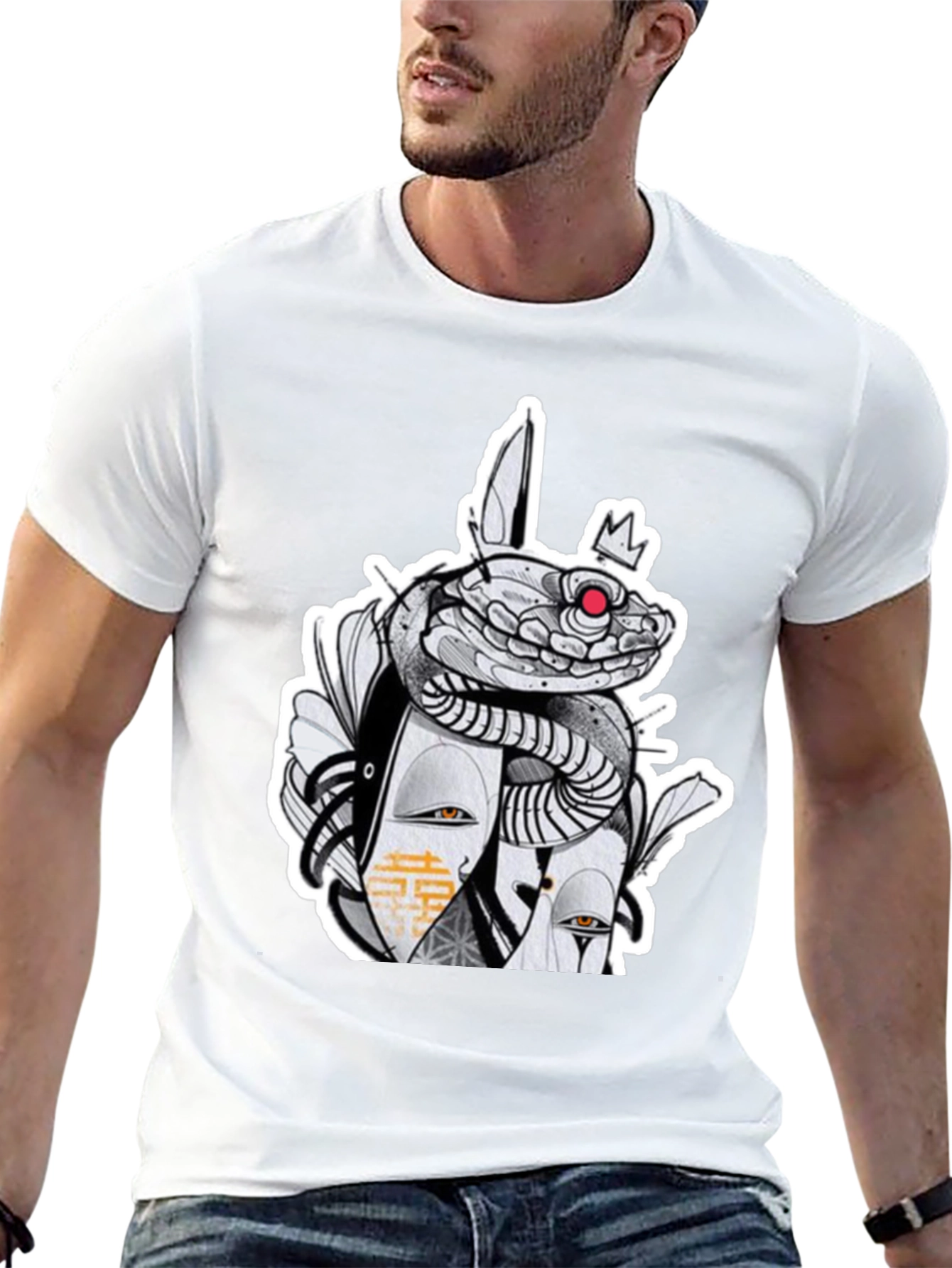 Snake & Mask Graphic Tee - Edgy Streetwear