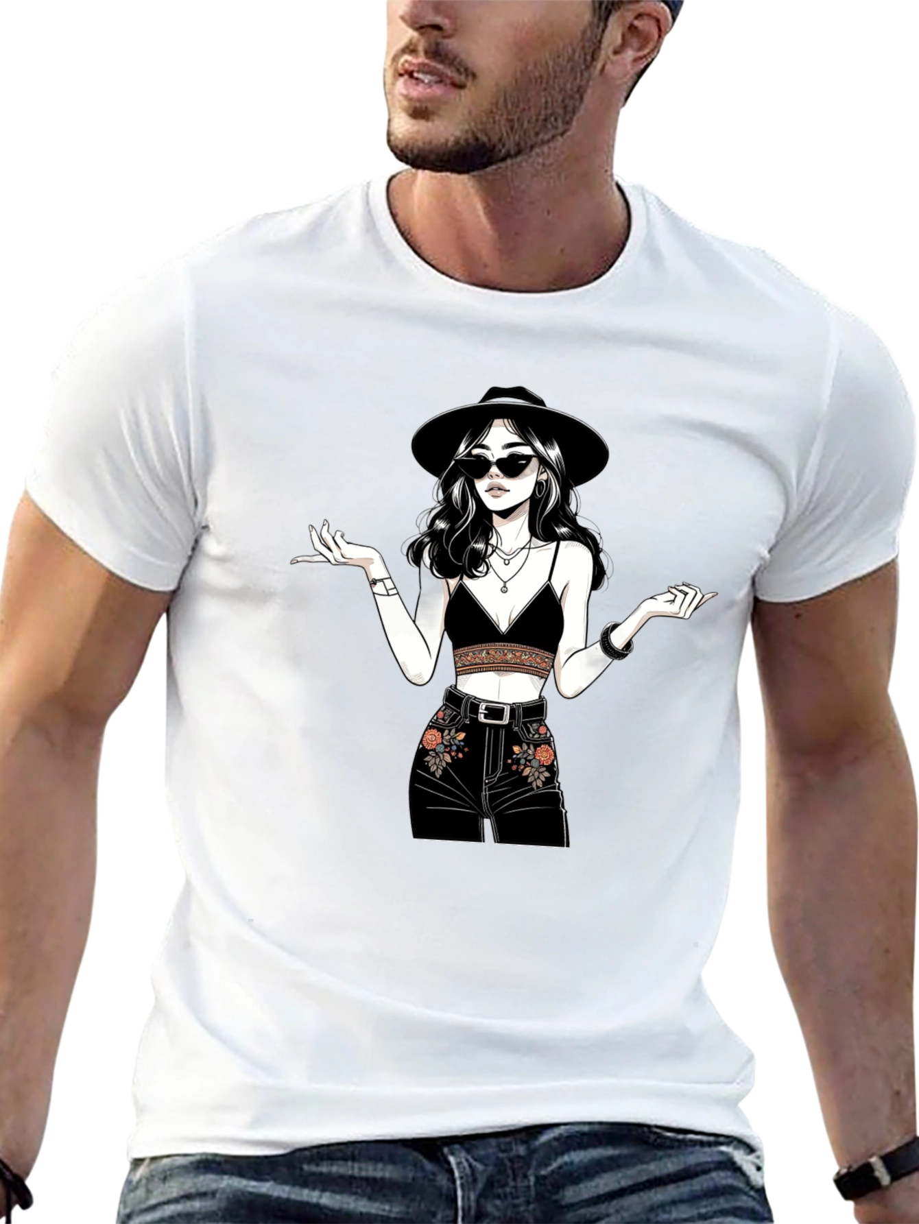 Stylish Graphic Print T-Shirt - Boho Chic