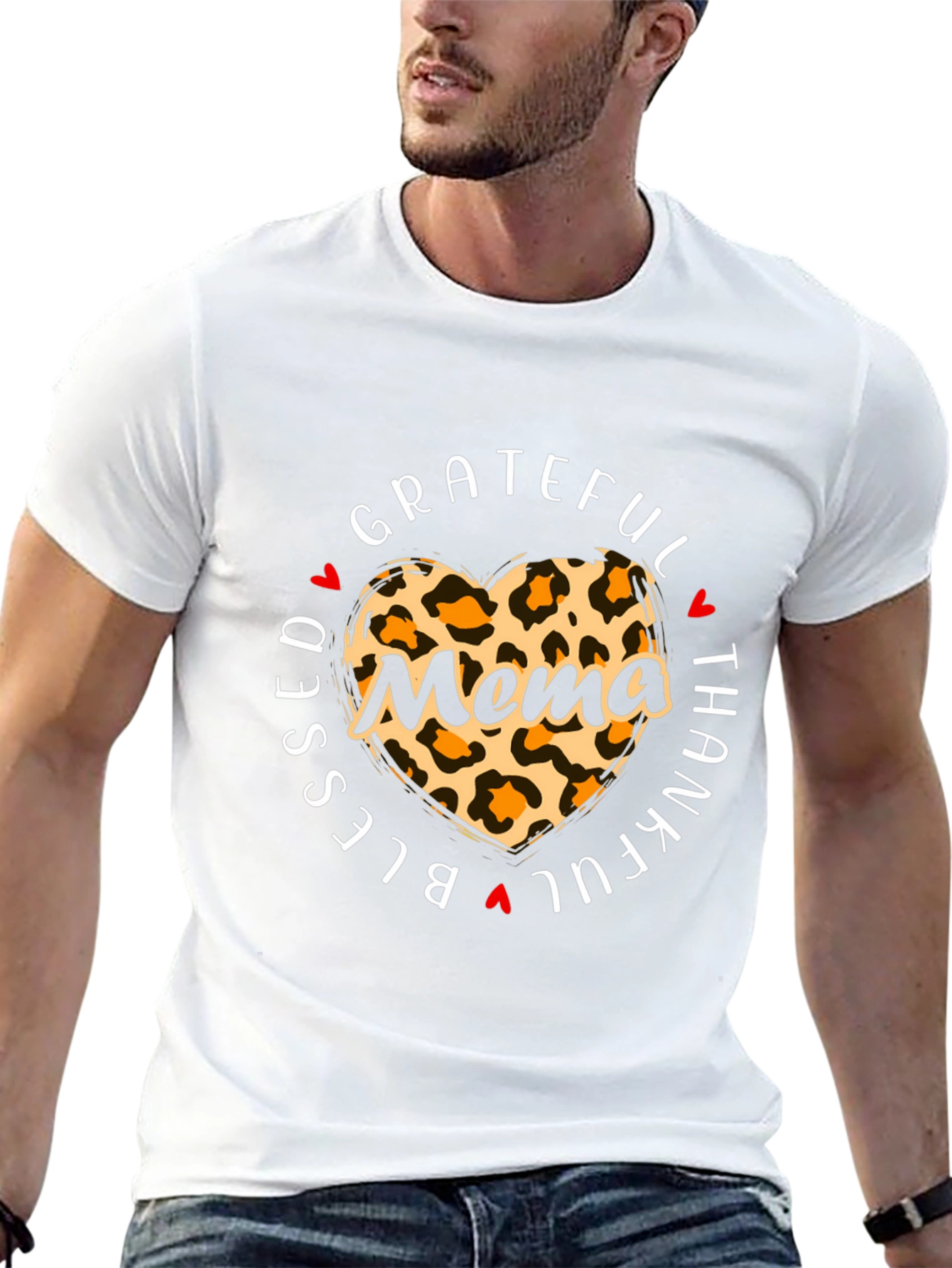 Blessed Mema Leopard Heart T-Shirt