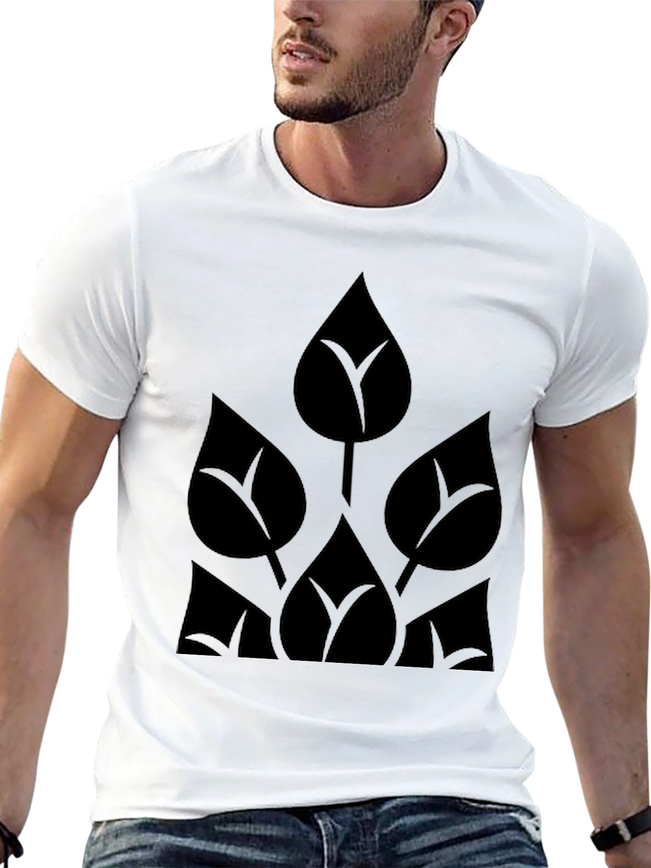 Black Leaf Design Tee - Modern Stylish Mens T-Shirt
