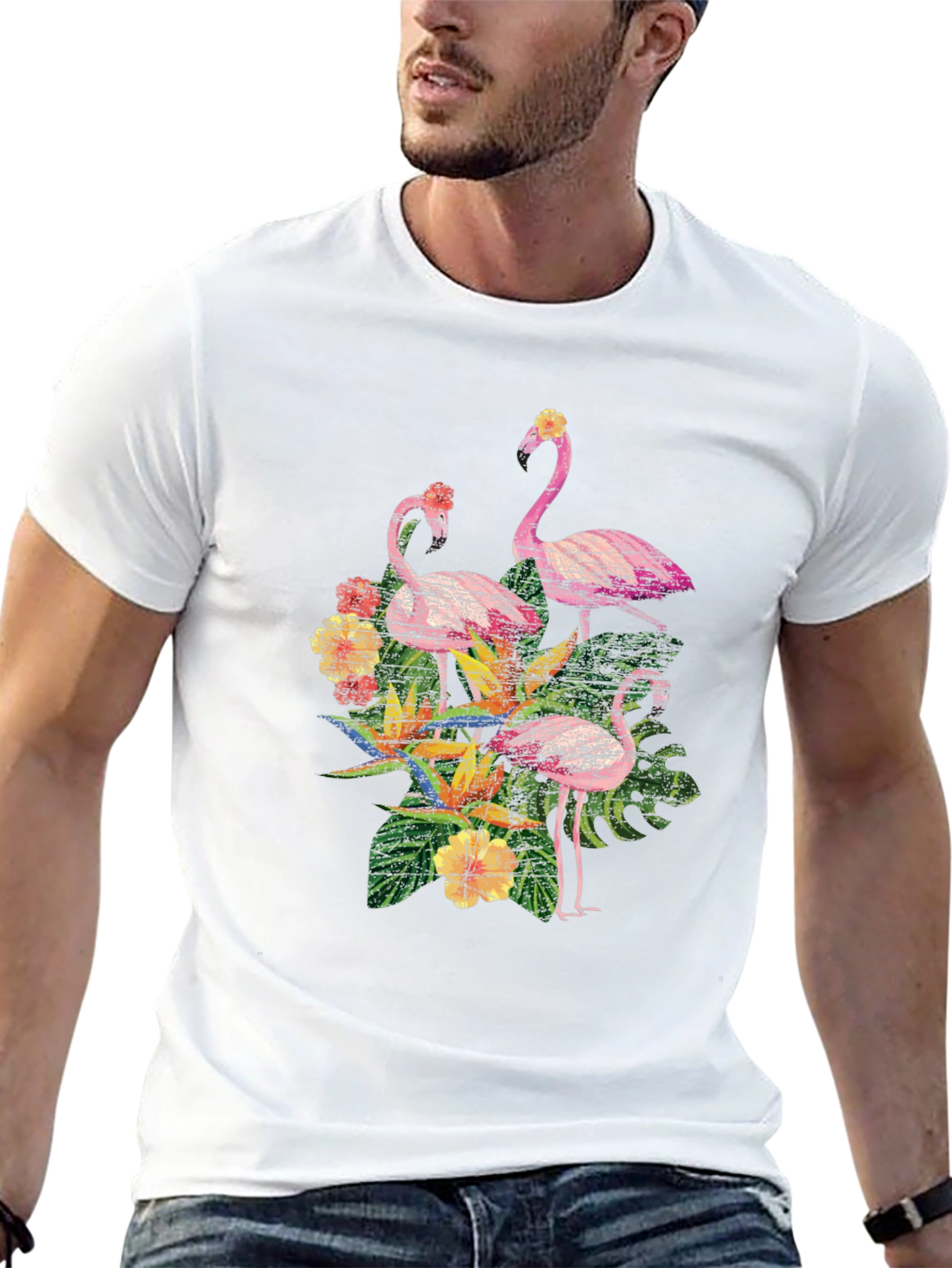 Tropical Flamingo Graphic Tee - Island Vibes