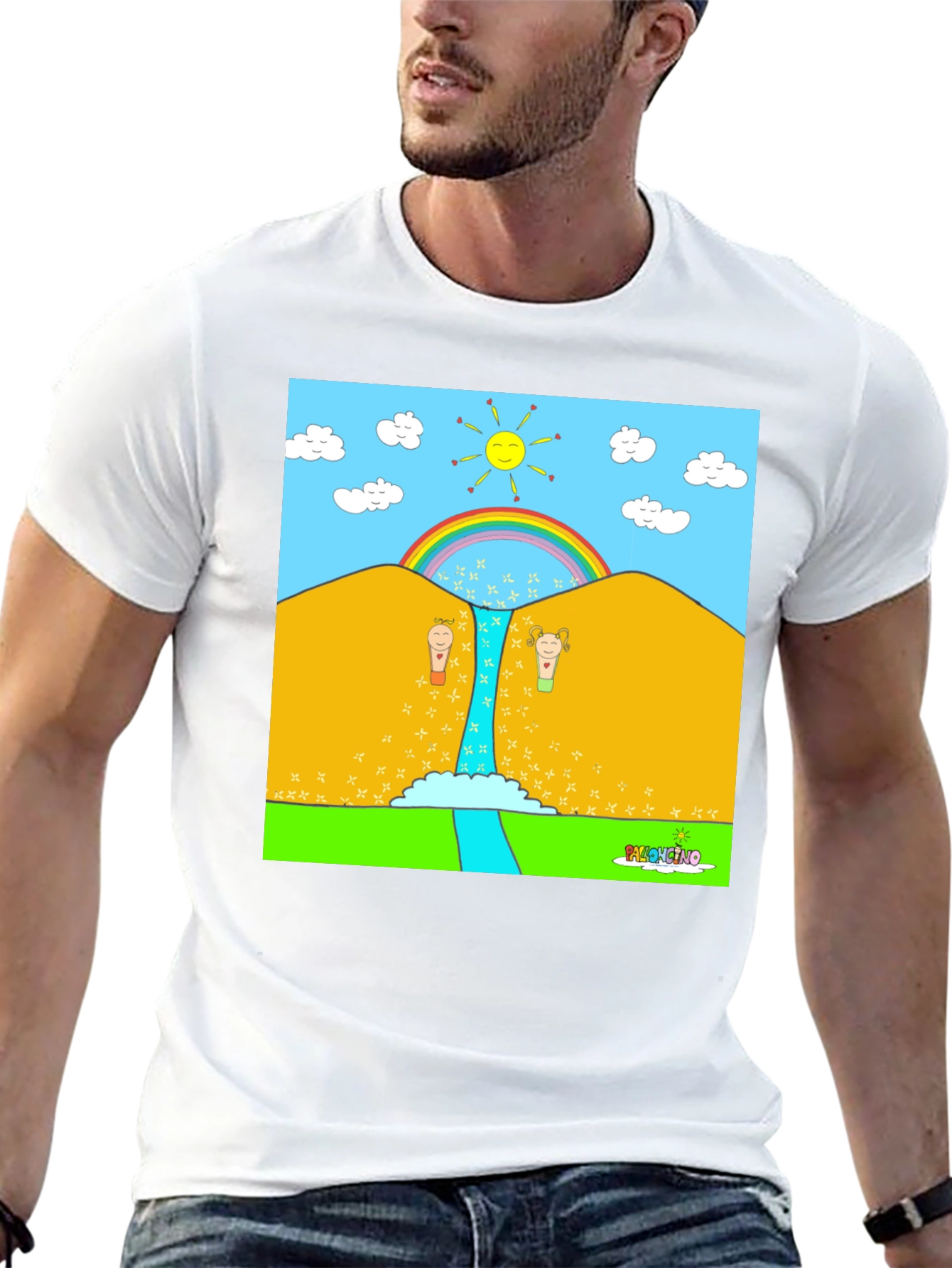 Cartoon Nature Graphic Tee - Black Unisex