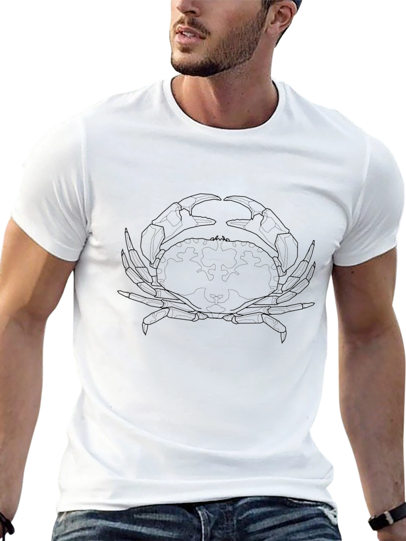 Black Crab Outline Graphic Tee