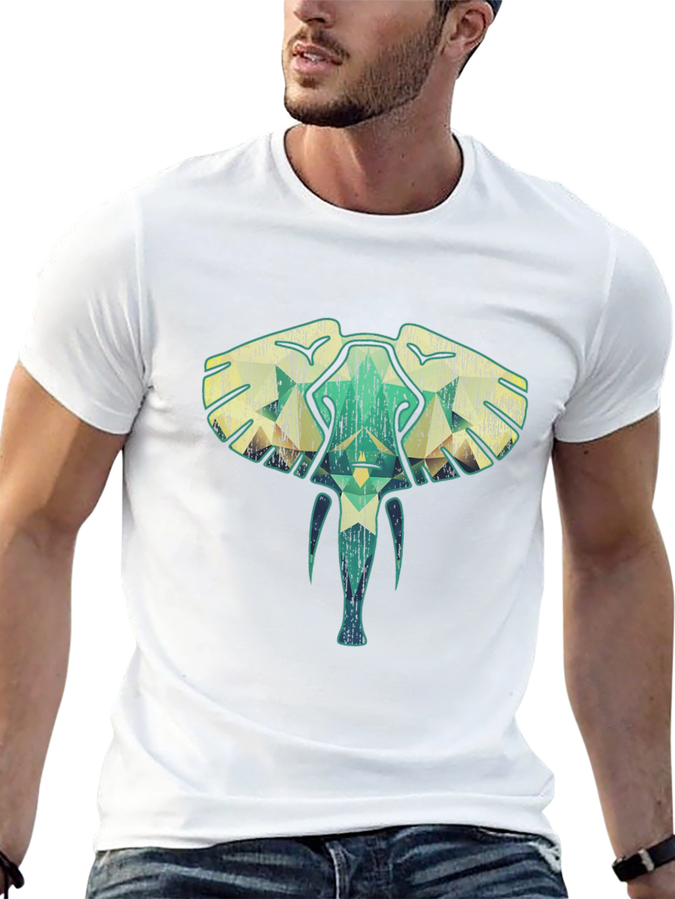 Geometric Elephant Graphic Tee - Unique Style