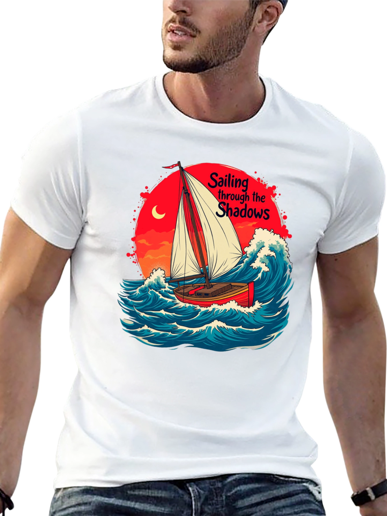Sail Through Shadows Black Graphic Tee