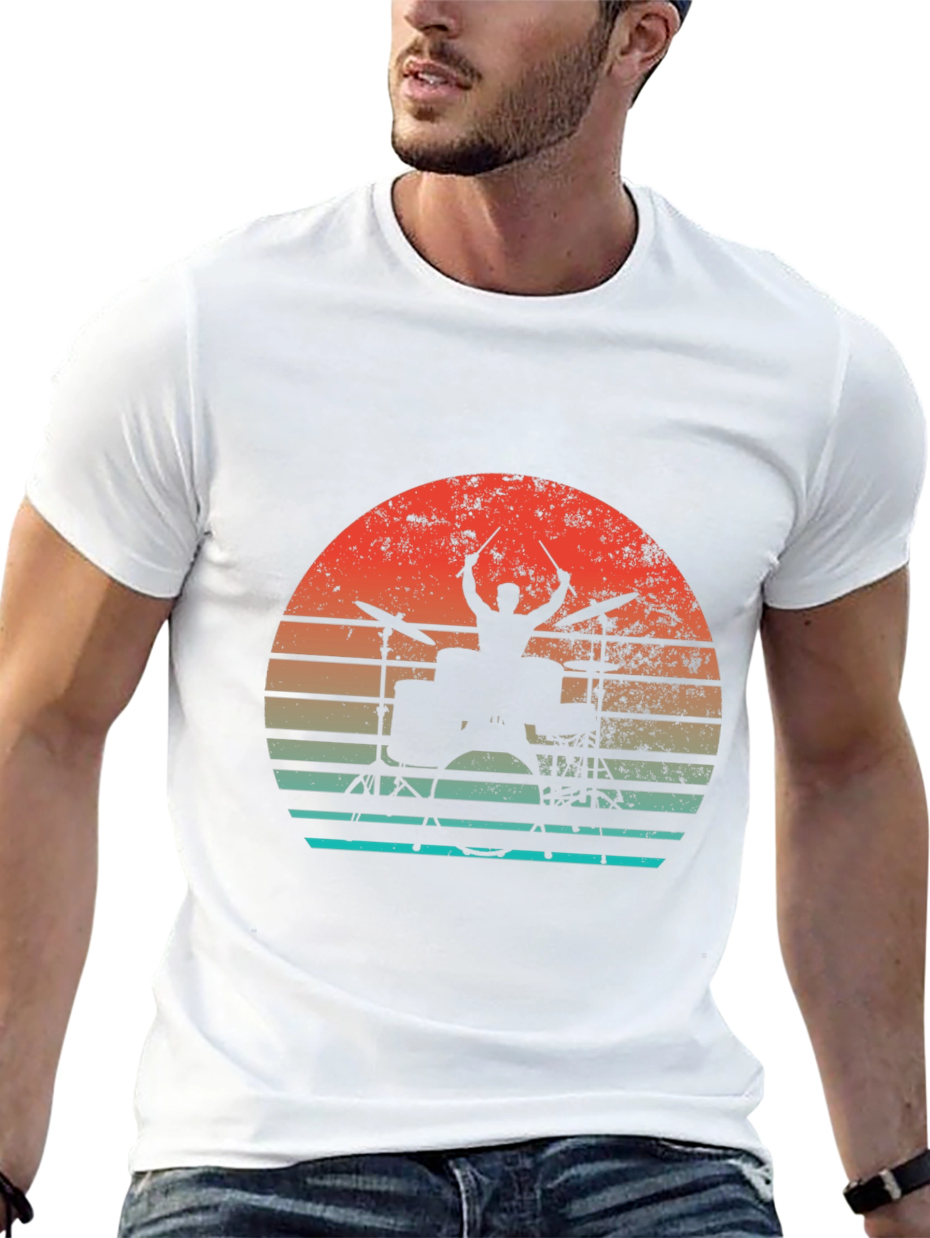 Drummer Sunset Graphic T-Shirt