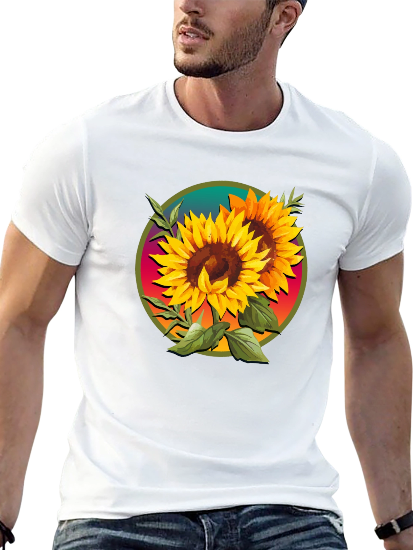 Sunflower Graphic Tee - Artistic Floral Design