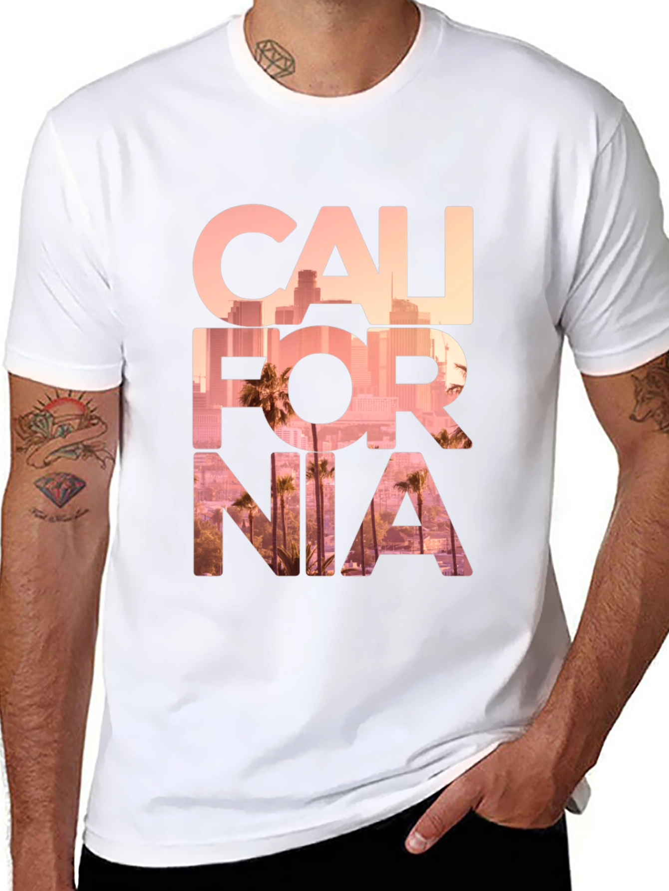 California Skyline Graphic Tee - Black Cotton T-Shirt