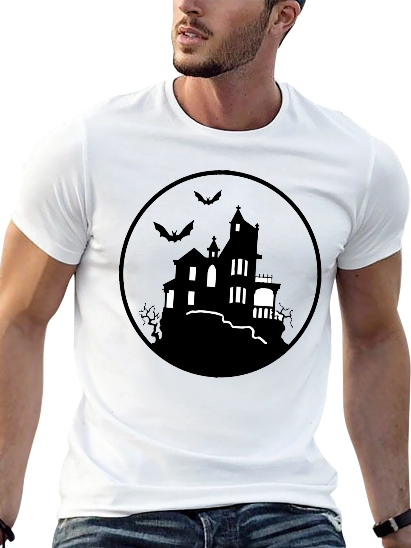 Spooky Haunted House Graphic Tee - Halloween Shirt
