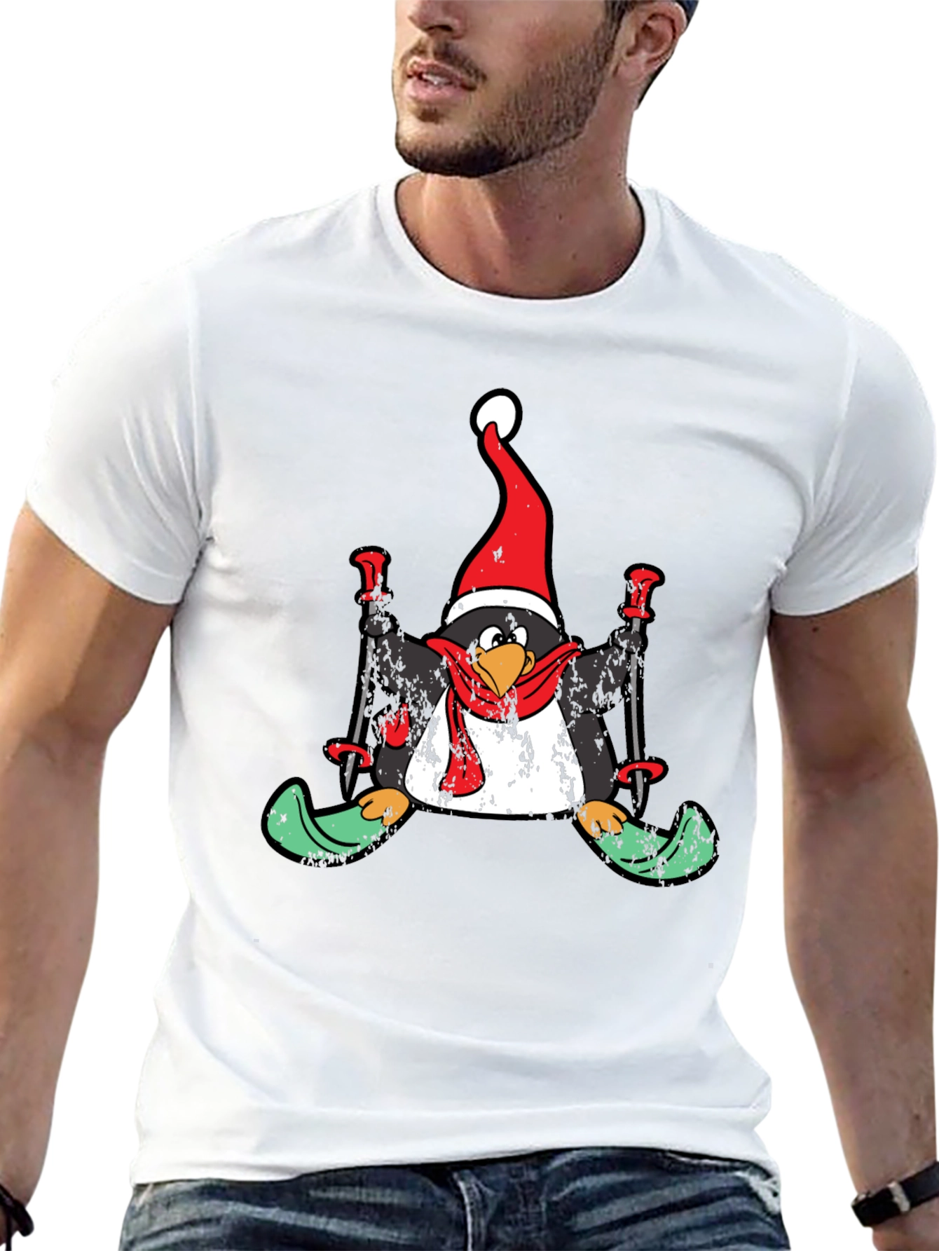Penguin Skier Holiday T-Shirt