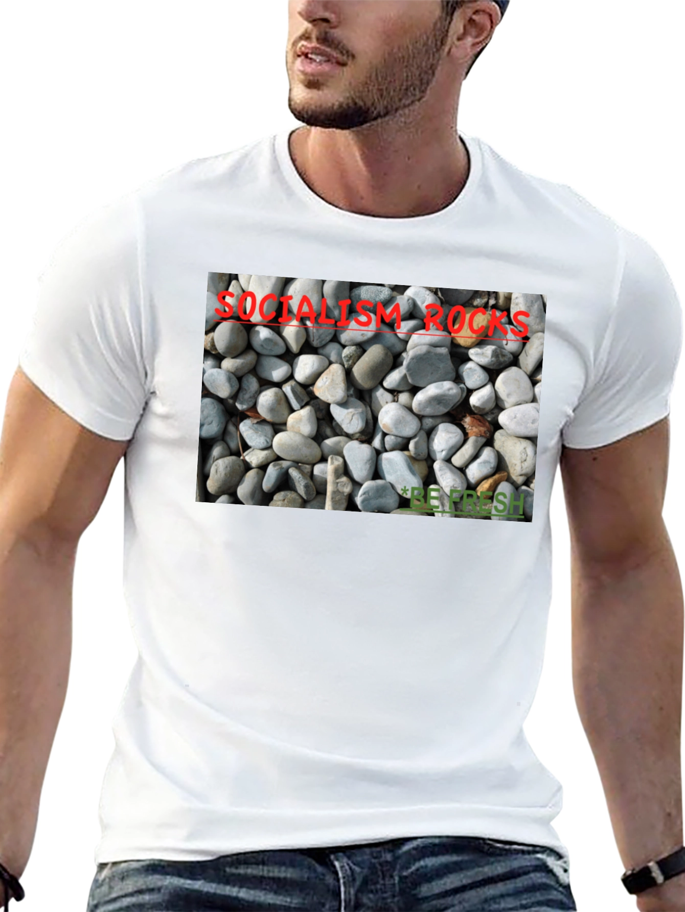 Socialism Rocks T-Shirt - Unique Pebble Design