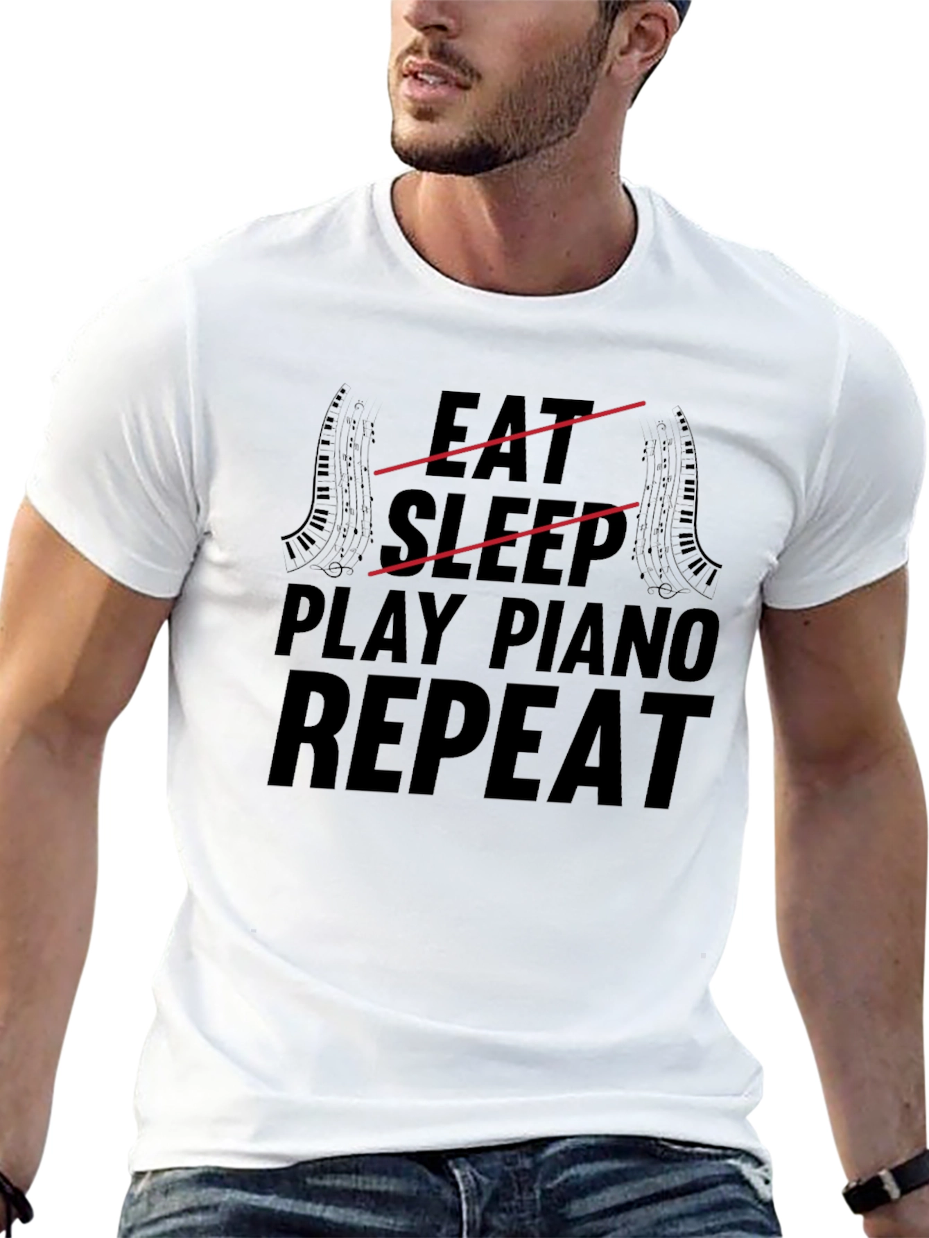 Eat Sleep Play Piano Repeat Graphic Tee