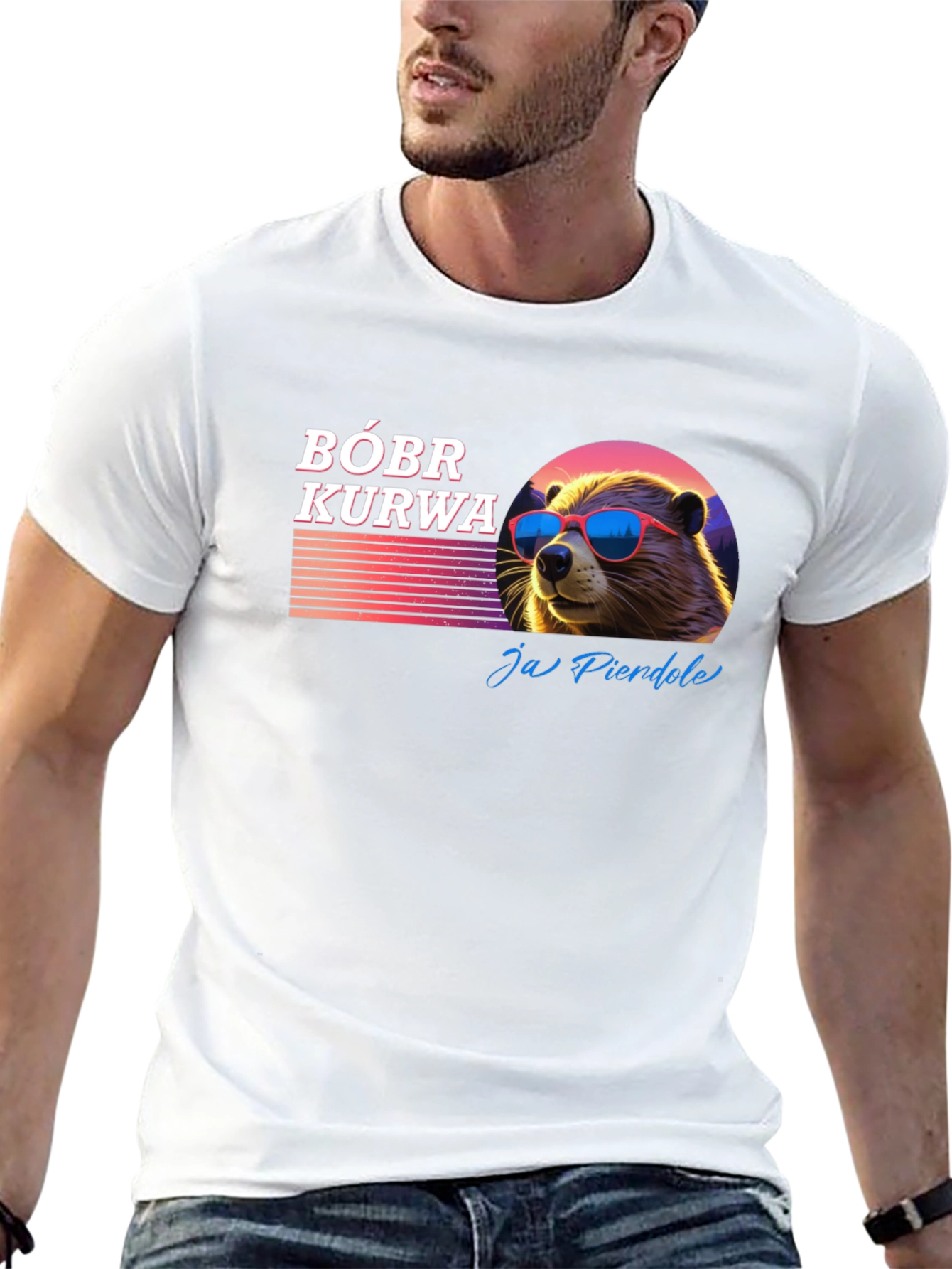 BÓBR KURWA Beaver T-Shirt Cool Sunglasses Graphic Tee
