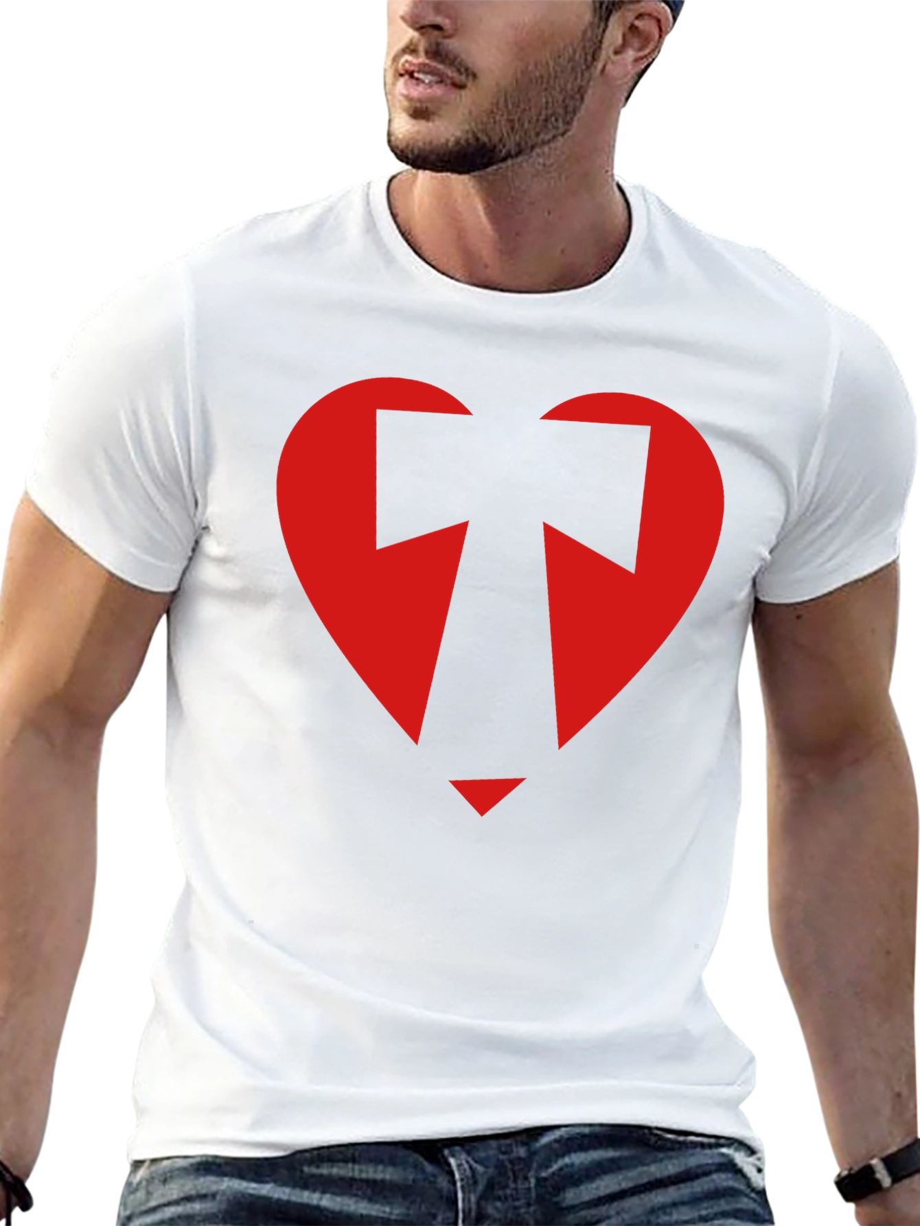 Geometric Heart Graphic Tee - Black