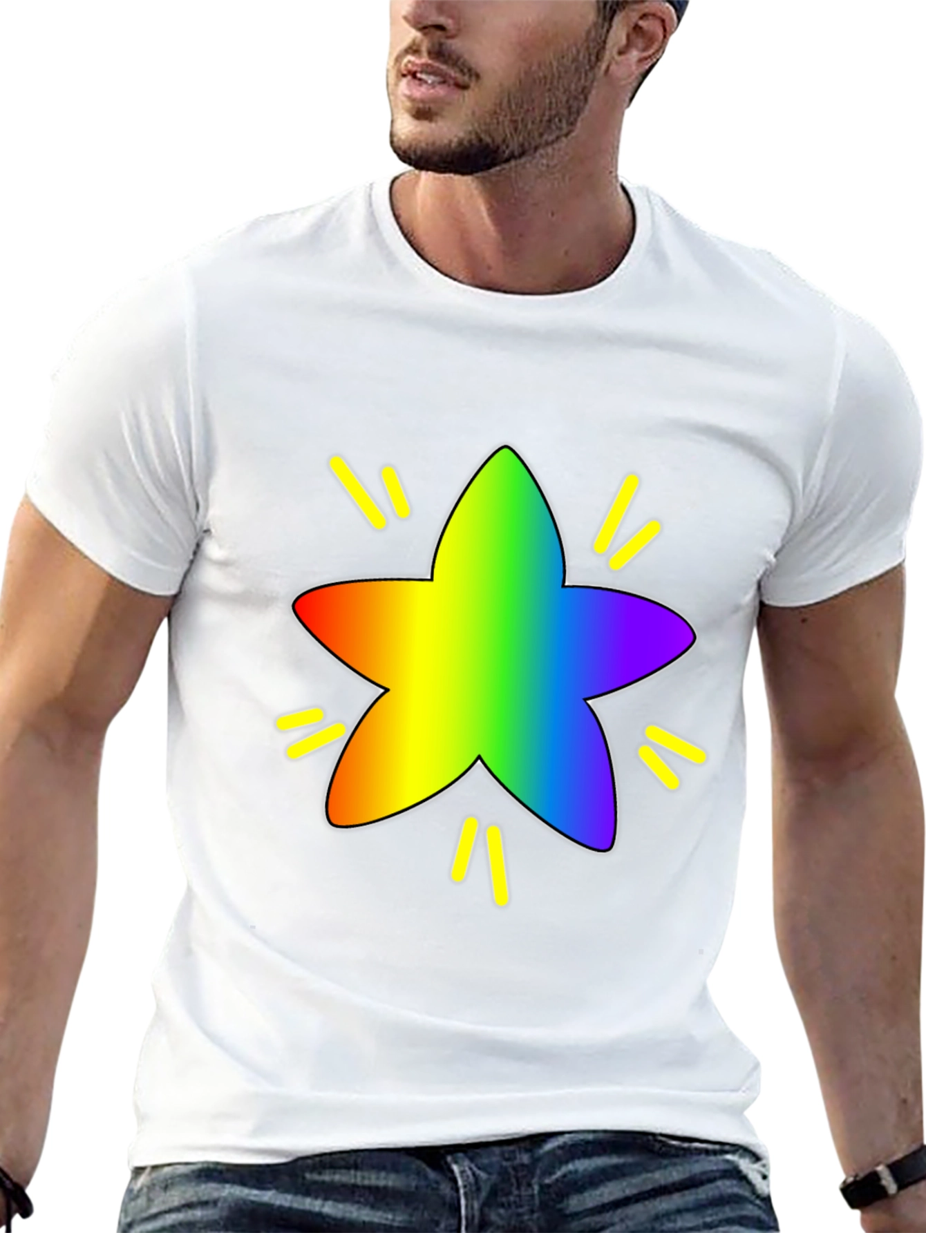 Rainbow Star Graphic Tee - Black