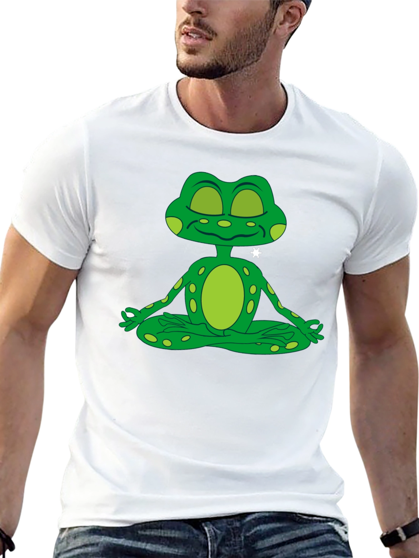 Zen Frog Black T-Shirt - Meditating Cartoon Amphibian